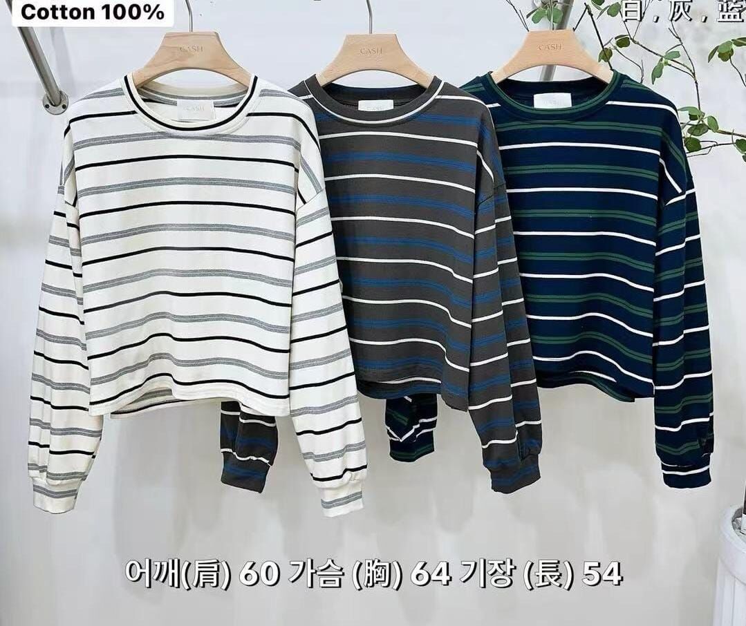 CA5102 圓領條紋撞色上衣