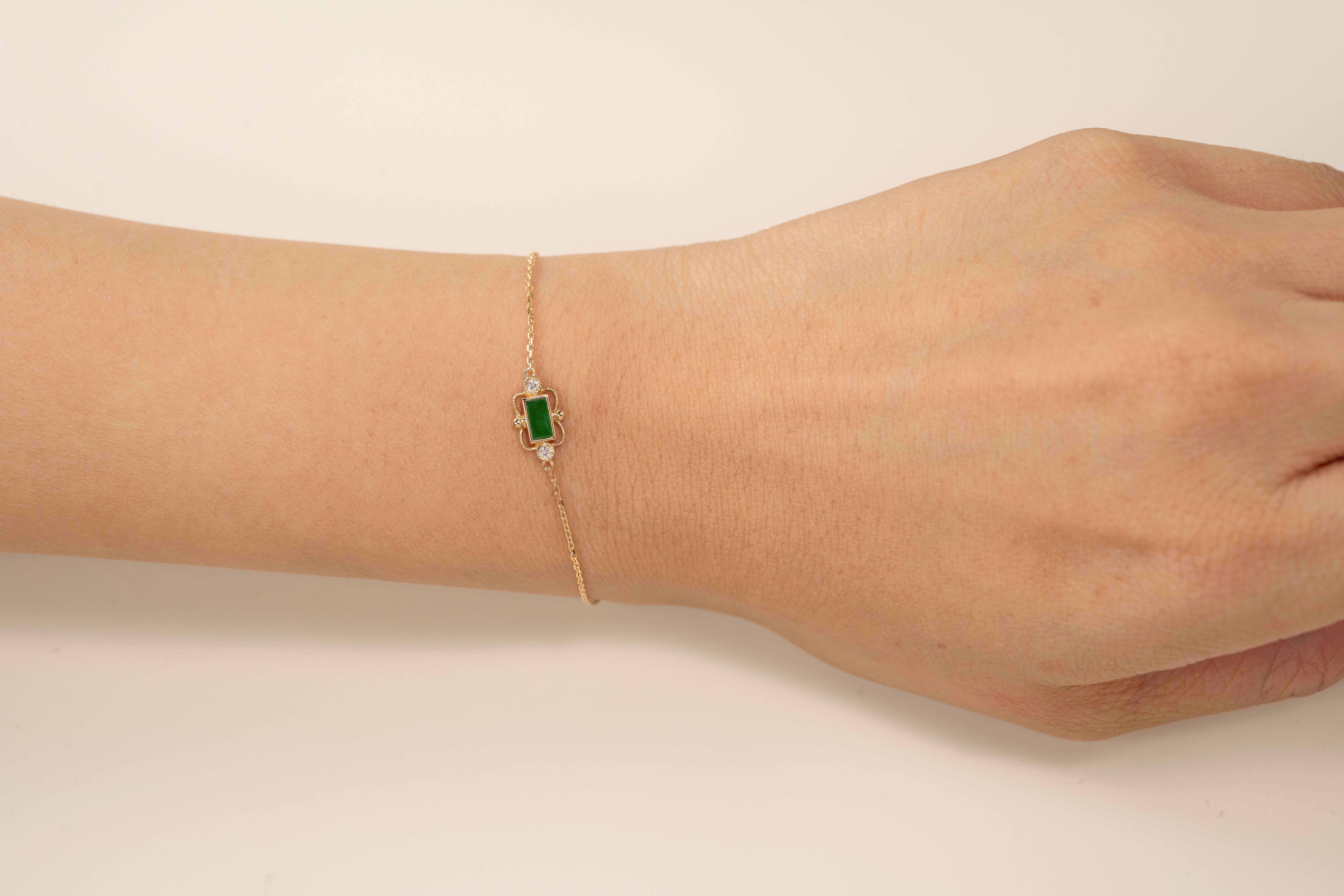 18K Natural Jade Diamond Bracelet