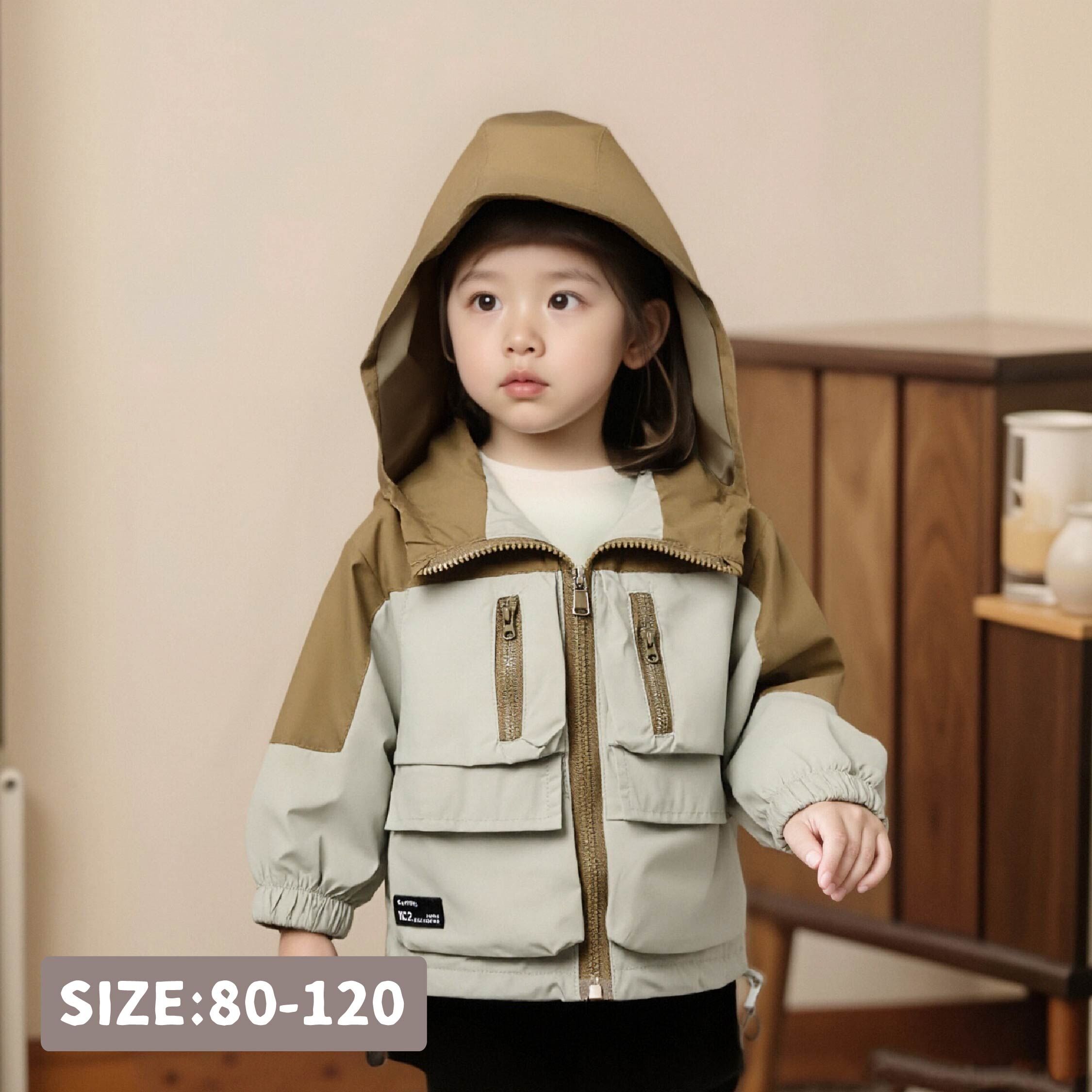 【H55354】帥氣字母後口袋設計連帽外套＊二色