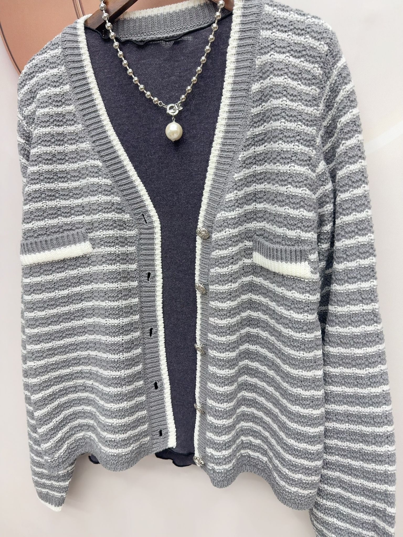 韓國橫間針織外套～123Q