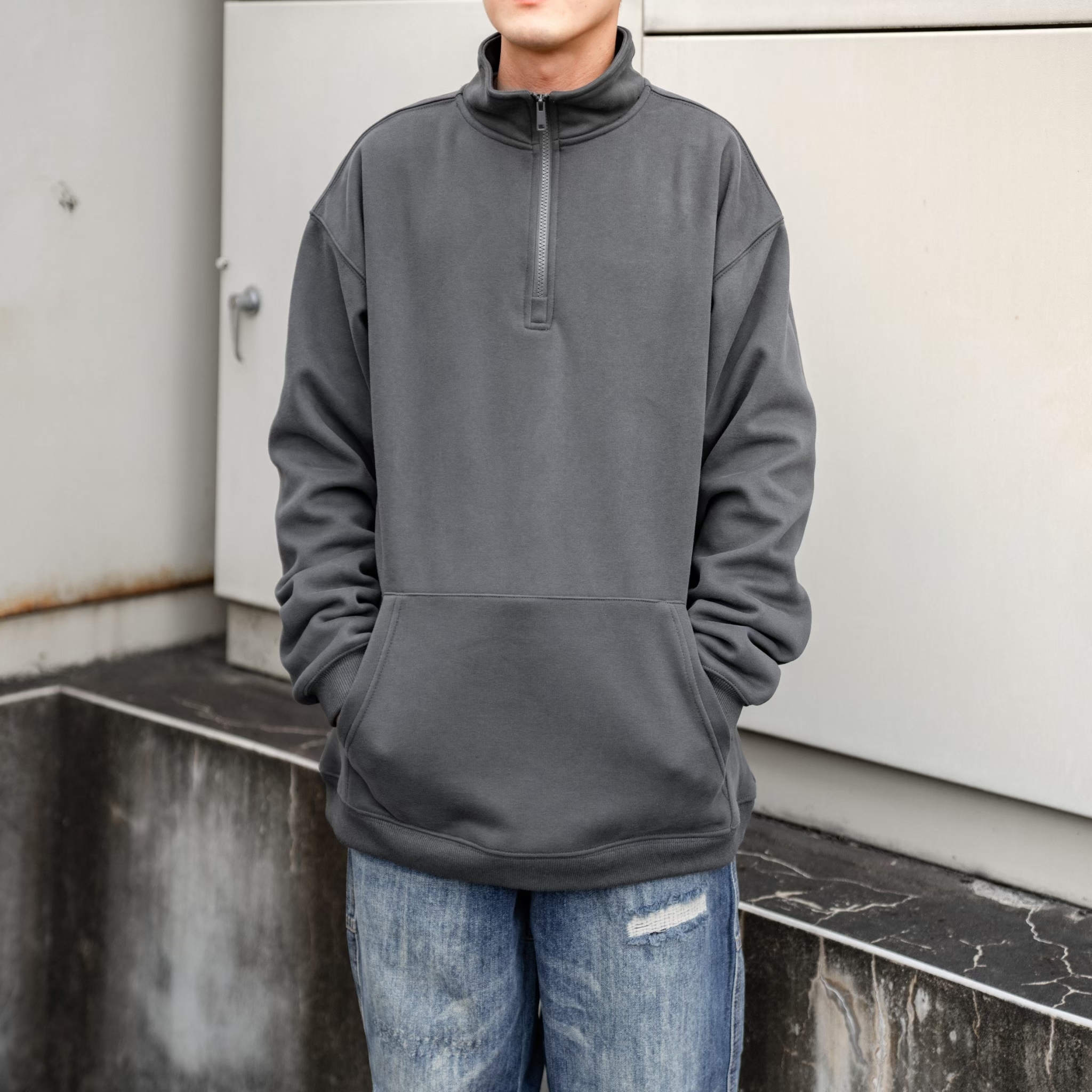 SBG 寶寶絨拉鍊小高領長T【SB0536】