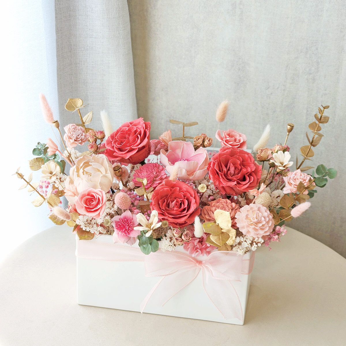 T18｜紅金/粉金色系盆花