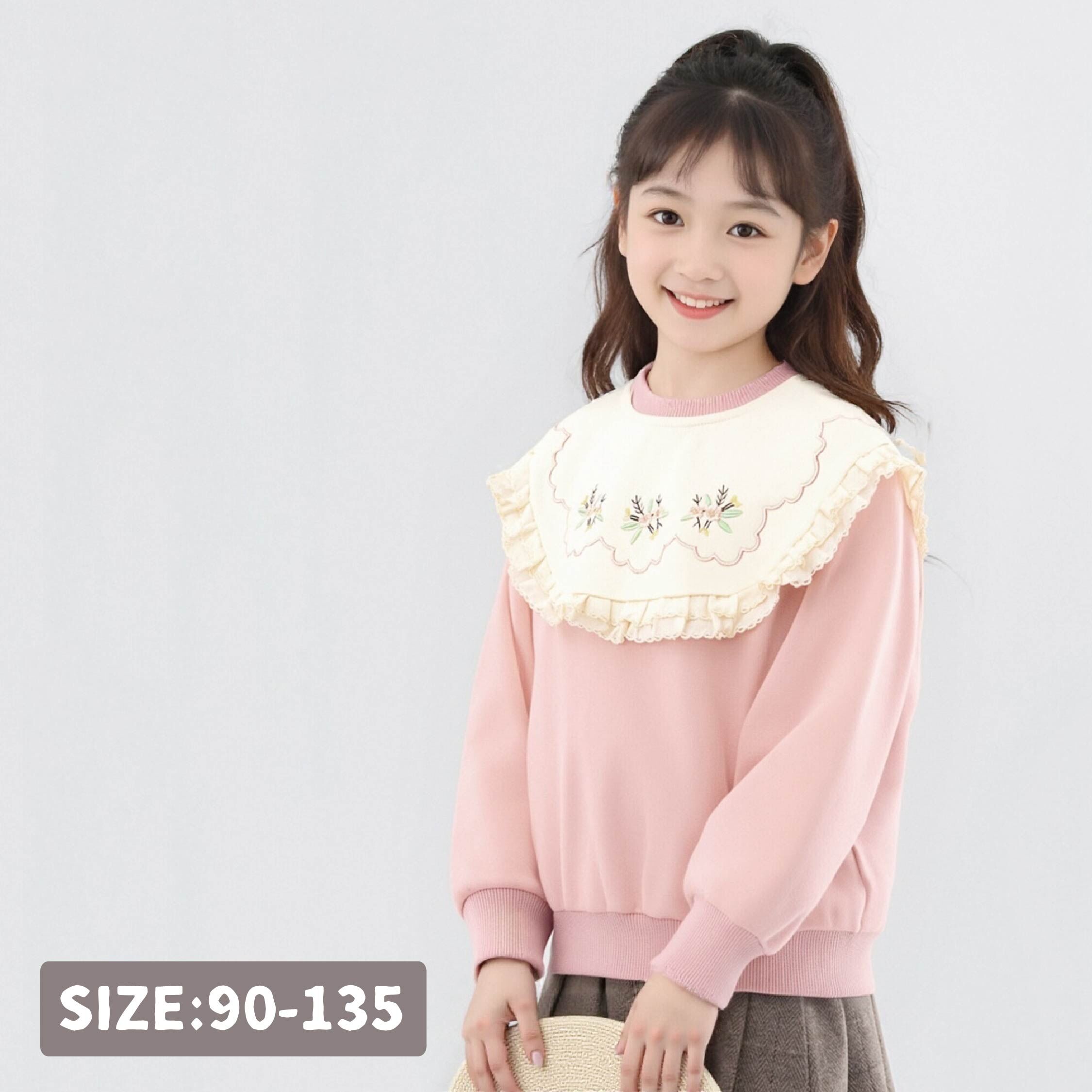 【H45454】氣質花朵刺繡荷葉拼接上衣