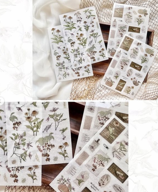 竹工凡花．秋季的呢喃祝福 轉印貼紙包 花的姿態/花的細語