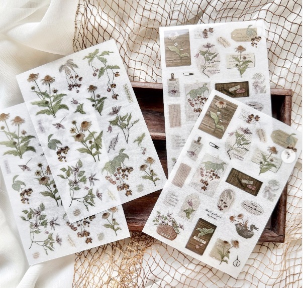 竹工凡花．秋季的呢喃祝福 轉印貼紙包 花的姿態/花的細語