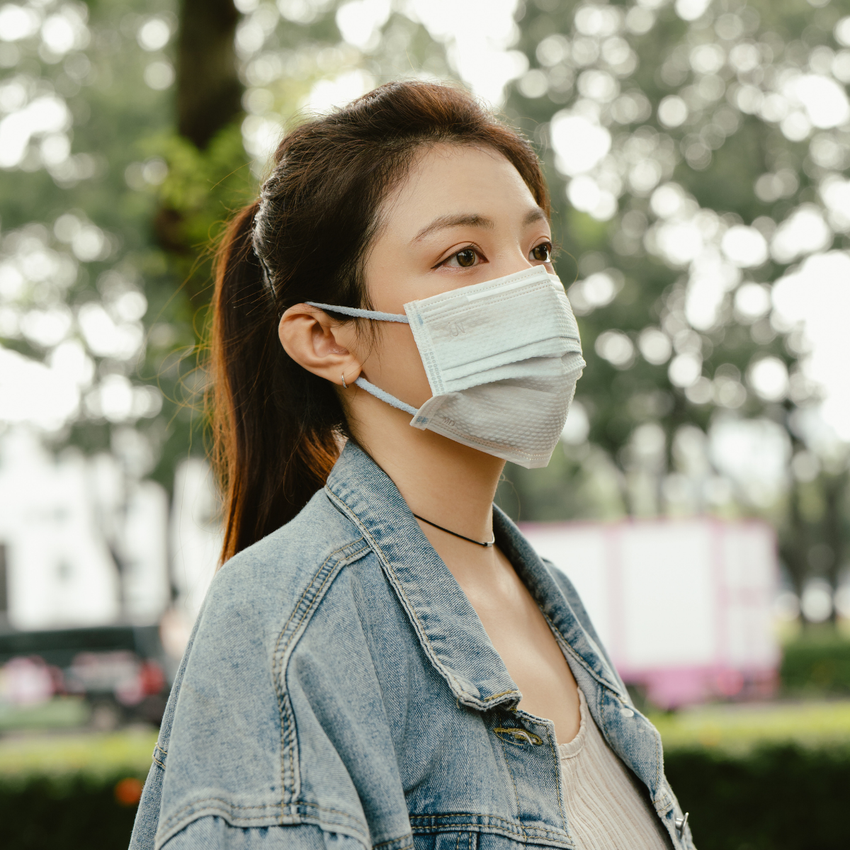 泡泡紋平面醫療口罩- 夏雪草灰(50入/盒)