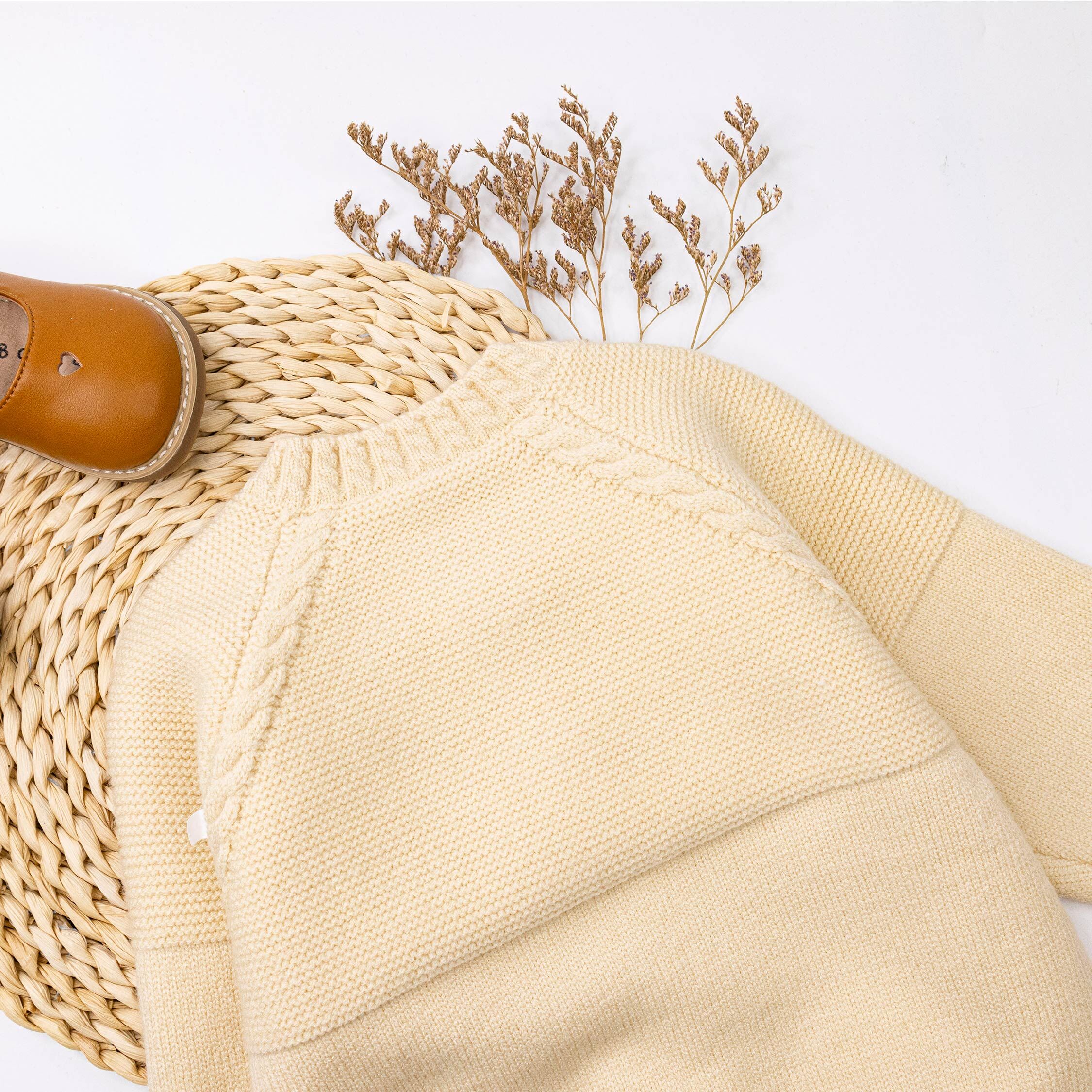 【H45363】質感琥珀牛角扣針織外套