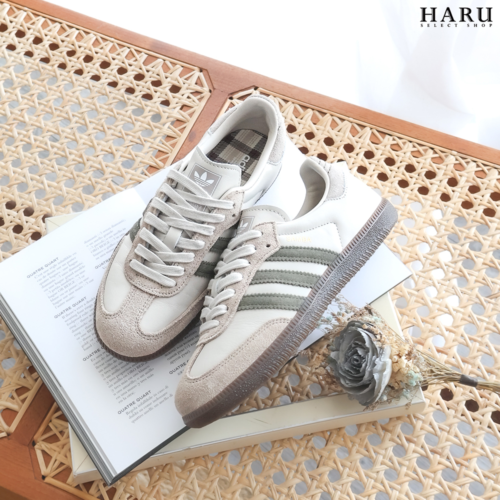 adidas originals SAMBA OG 奶灰 橄欖綠 焦糖底 莫蘭迪格紋 抹茶拿鐵 德訓鞋 男女同款 JR0893