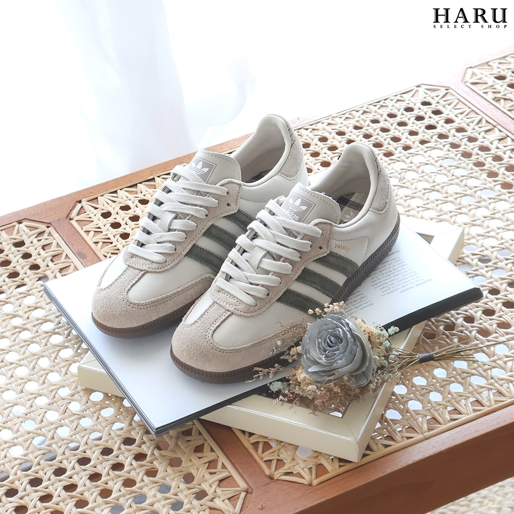 adidas originals SAMBA OG 奶灰 橄欖綠 焦糖底 莫蘭迪格紋 抹茶拿鐵 德訓鞋 男女同款 JR0893