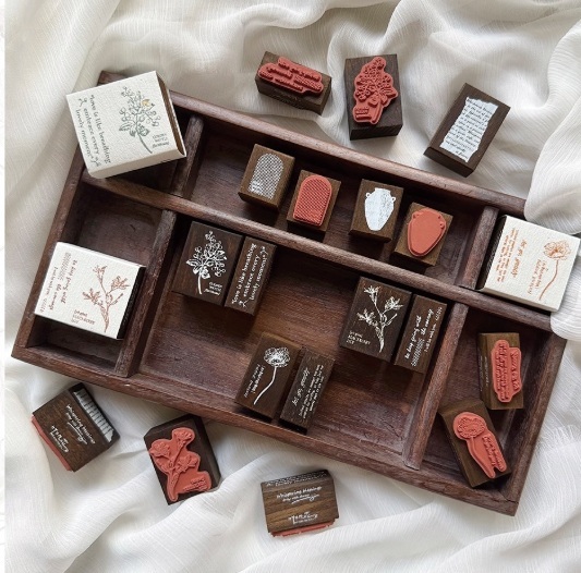 竹工凡花．呢喃祝福-迷你印章系列 圖字印章組/單顆素材章 共六款