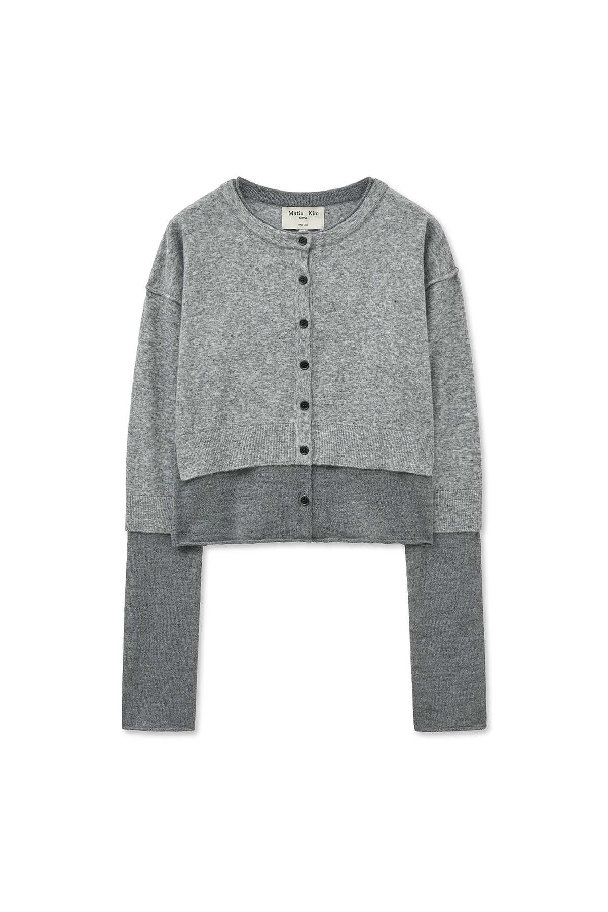 層次感修身針織上衣 灰色