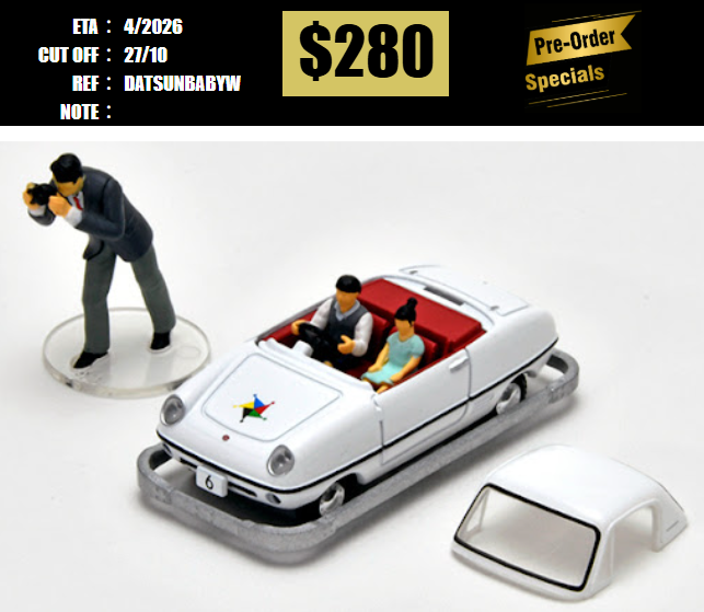 PO-$280 * TOMYTEC * 1:64 KODOMO NO KUNI × TLV DATSUN BABY (White) with/figure [OD17/10]