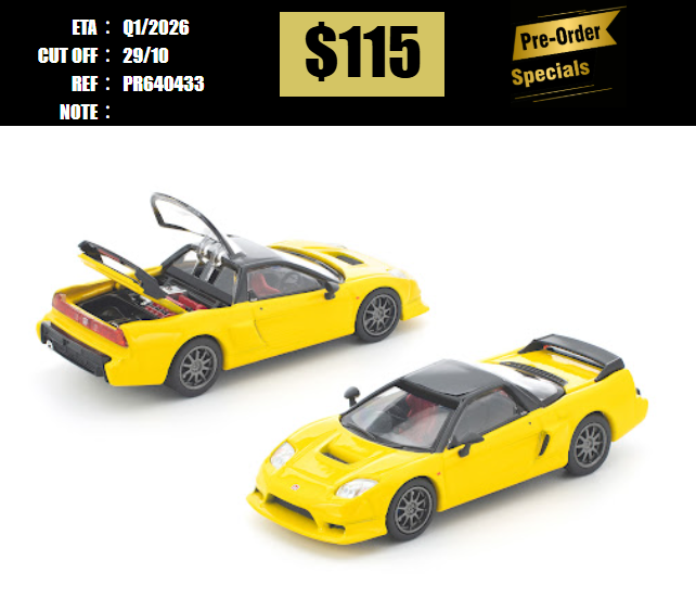 PO-$115 * POP RACE * 1:64 HONDA NSX-R YELLOW [OD17/10]