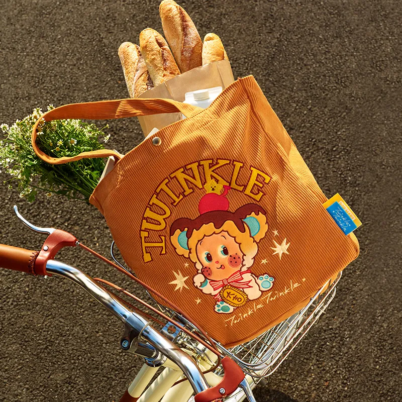 POP MART 泡泡瑪特 星星人美味時刻系列 燈芯絨托特包