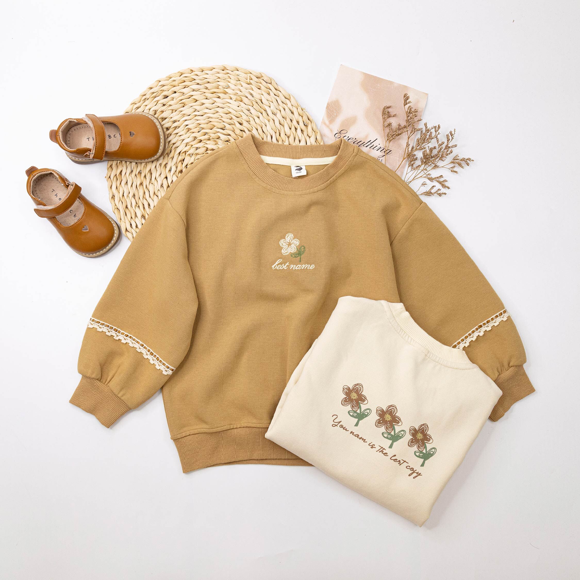 【H55220】氣質花朵刺繡大地色上衣＊二色