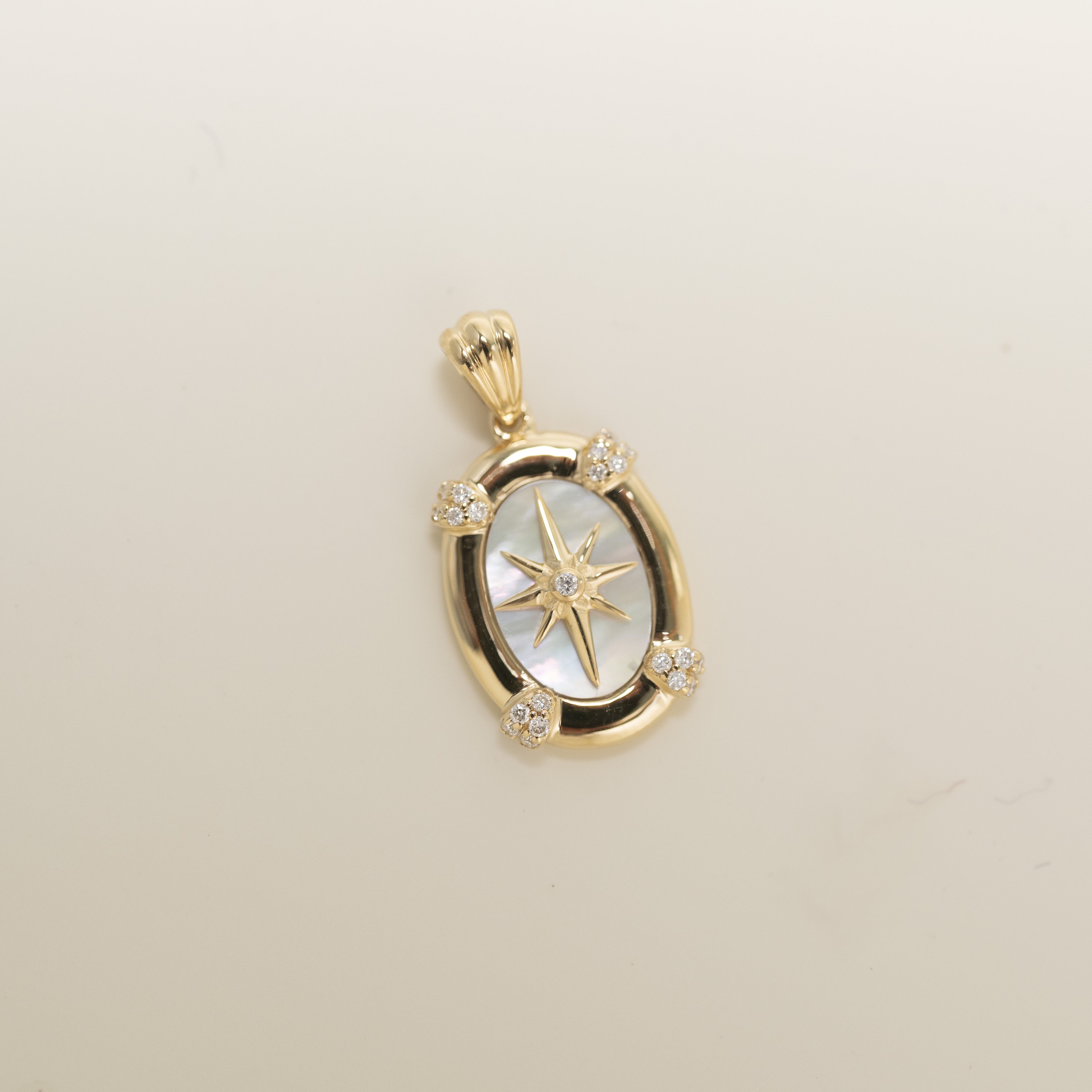 18K Compass MOP Diamond Pendant