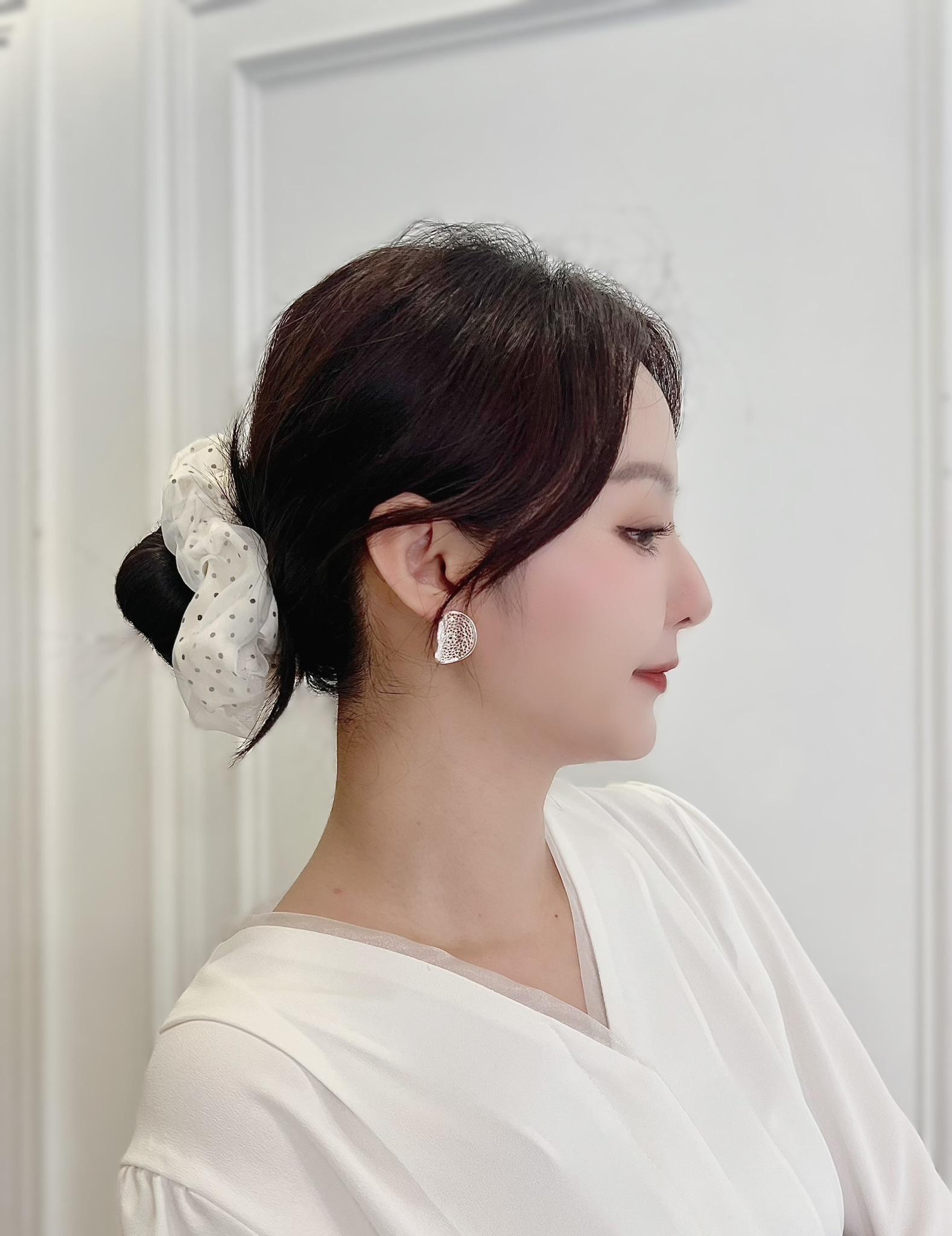 細緻透紗點點髮圈