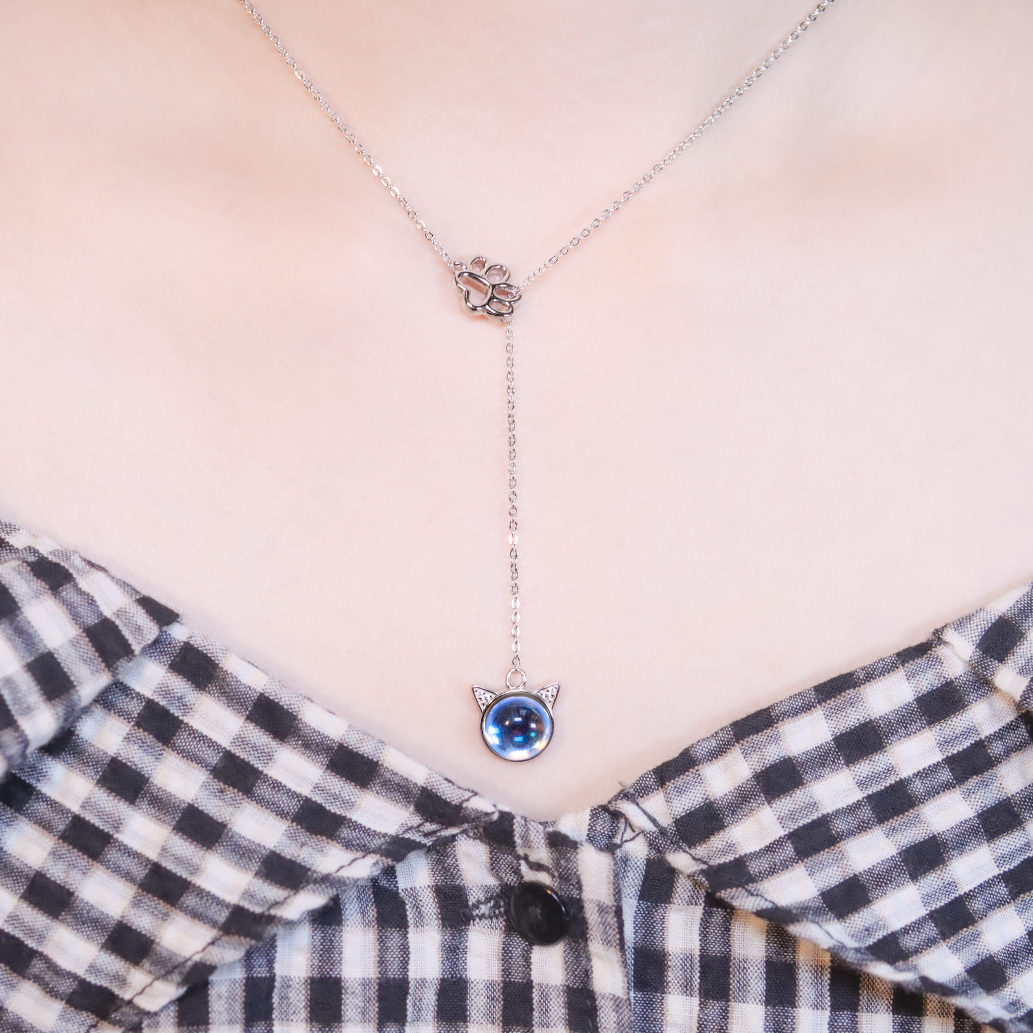 | 925純銀・ 琉璃 | 漫藍小肉球項鍊 | NE1467 |