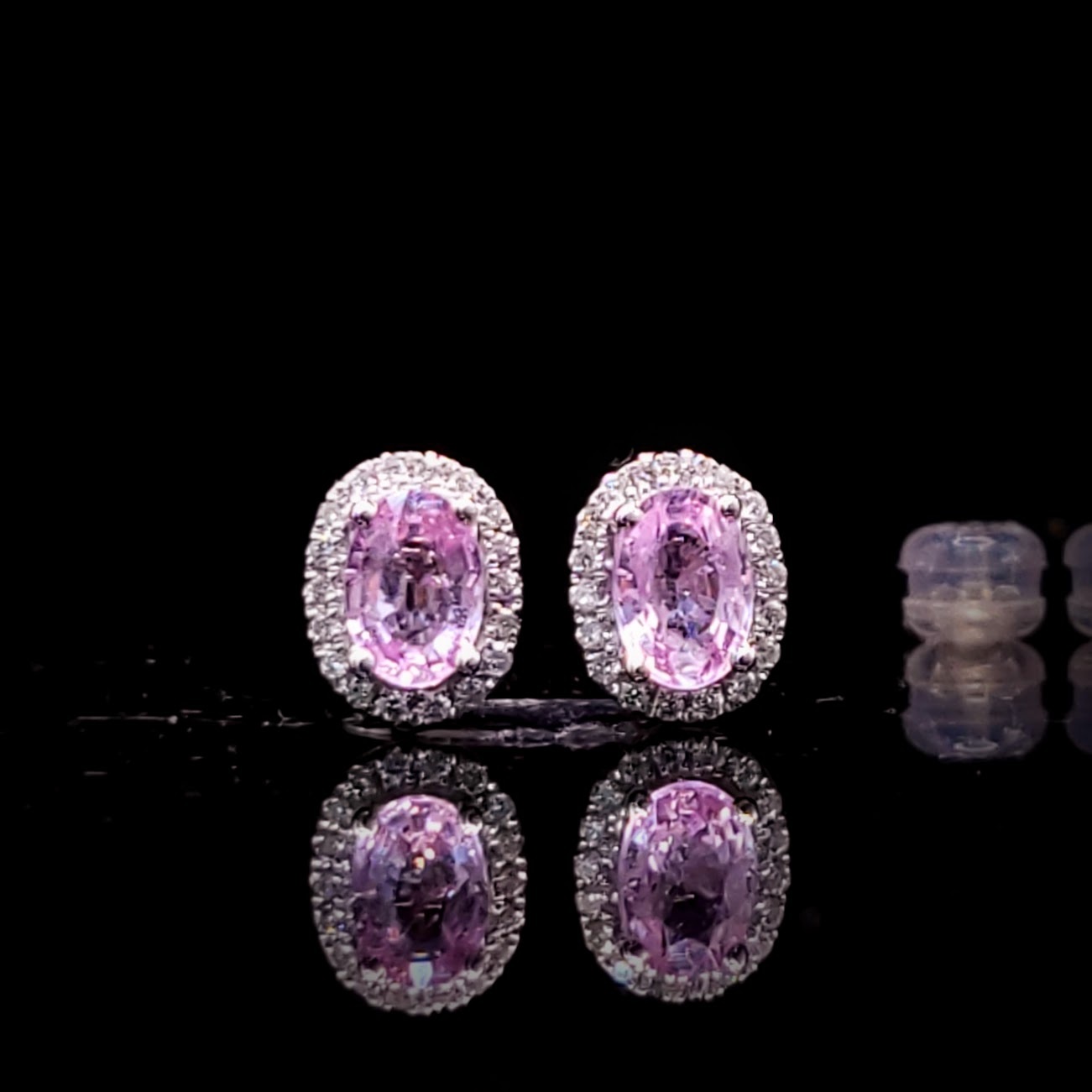 18K White Gold 1.14ct Sapphire and Diamond Earrings