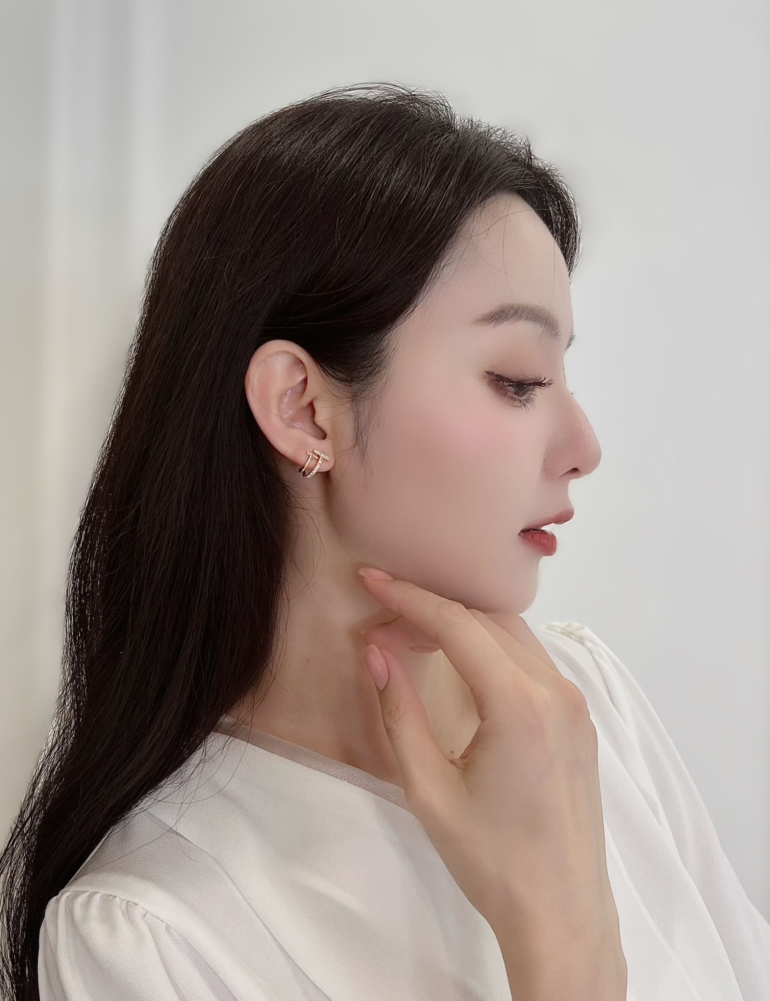 雙T型鑽耳環