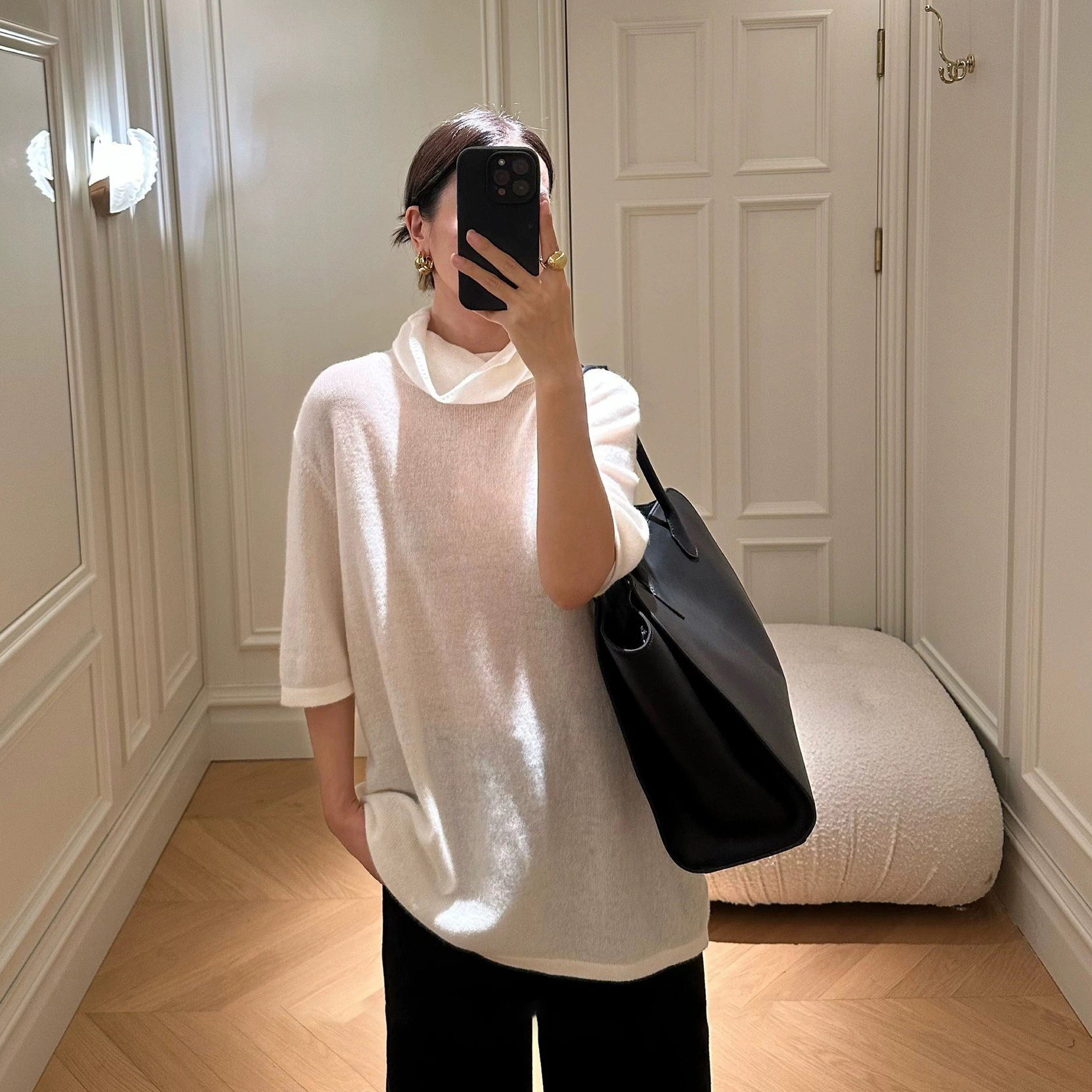 優雅氣息堆堆高領微透感針織上衣-F / 2色 (Elegant & Love)