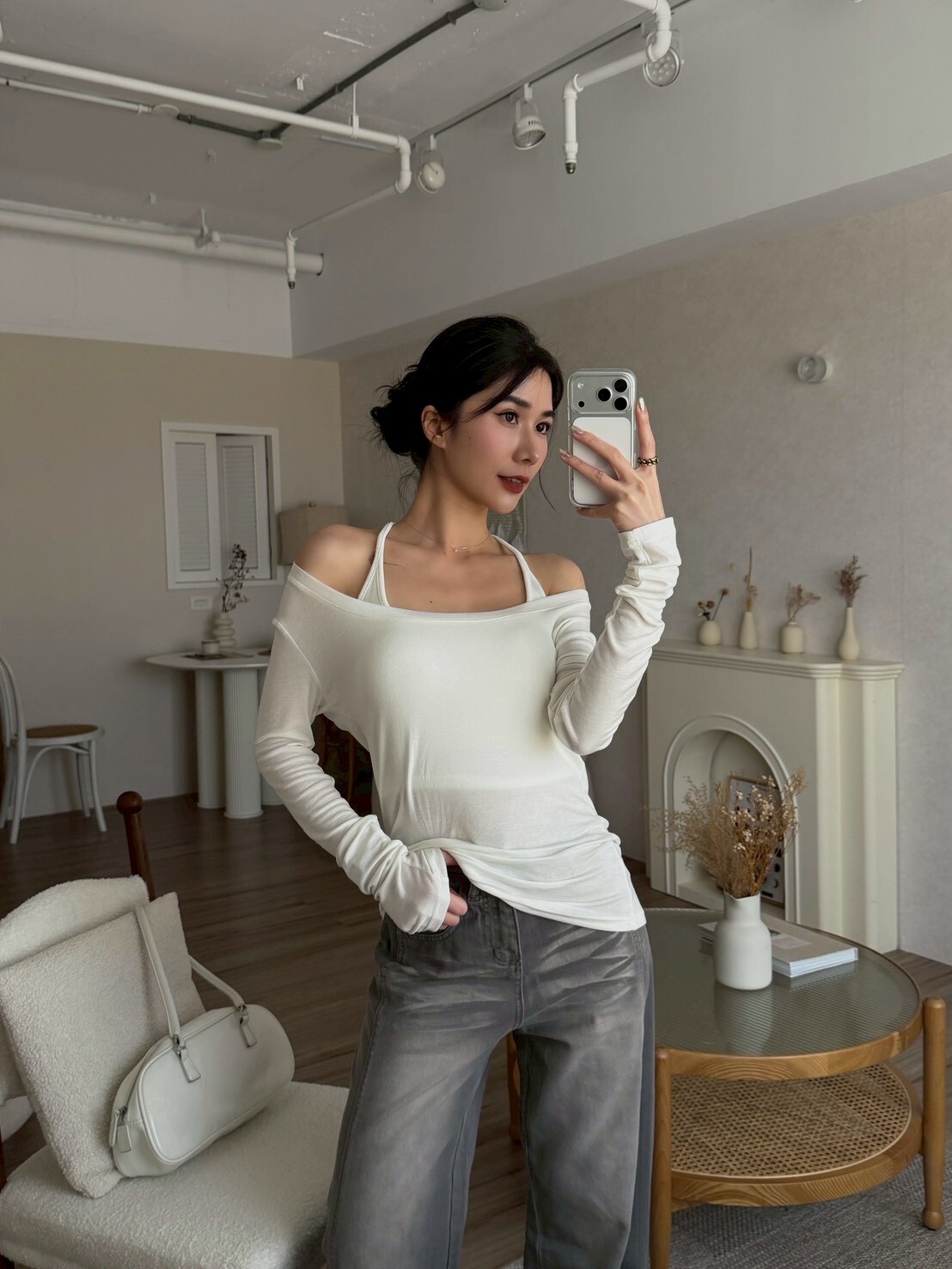 超彈!圓領素面長袖上衣