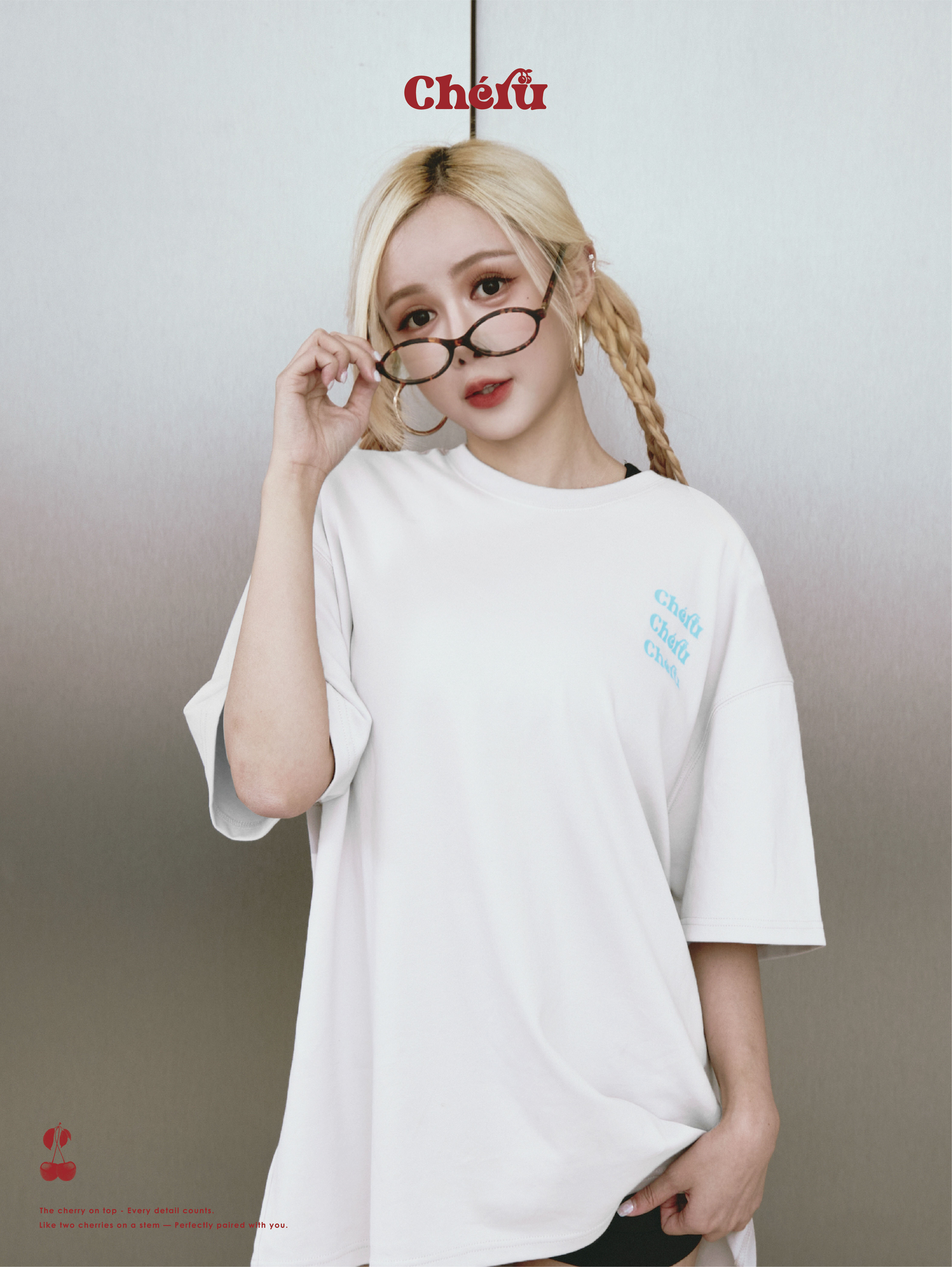 櫻桃 白 Logo 短T