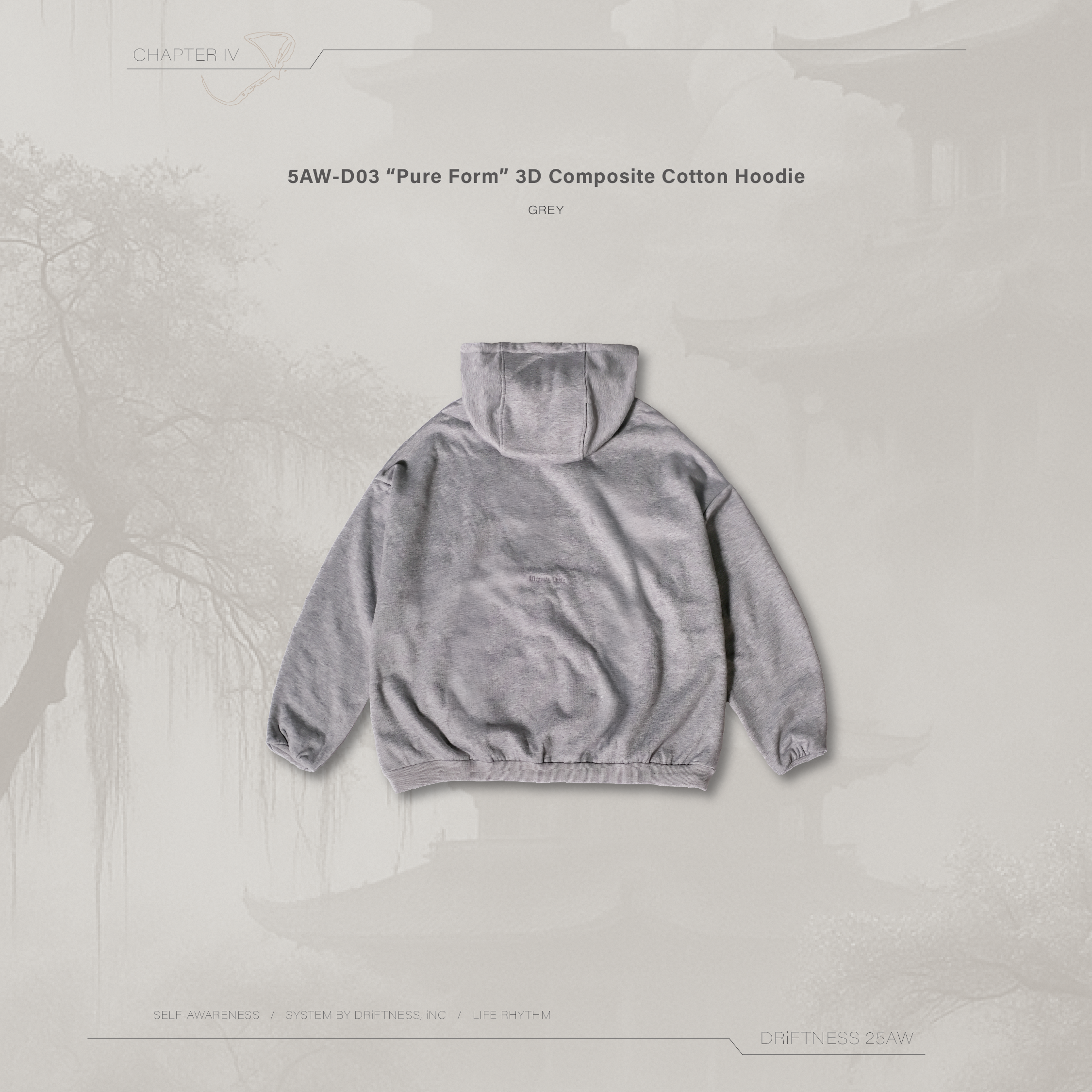 DRiFTNESS｜5AW-D03 ”Pure Form” 3D複合棉套裝帽T - Grey