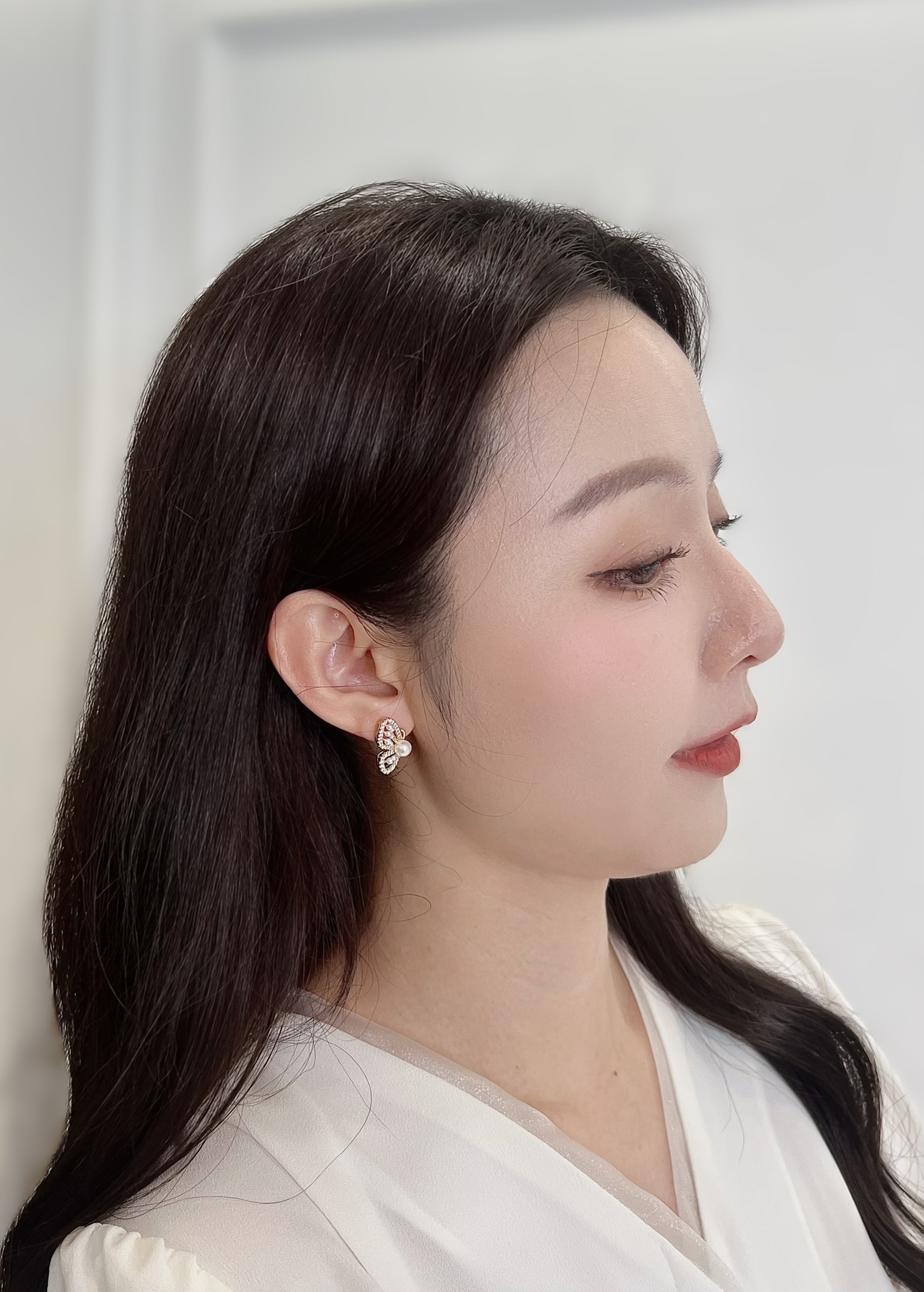 珍珠蝴蝶雙翼耳環