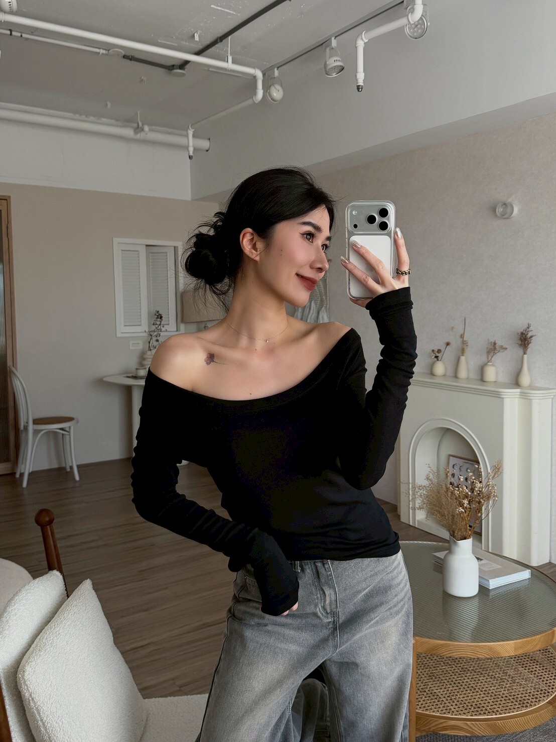 超彈!圓領素面長袖上衣