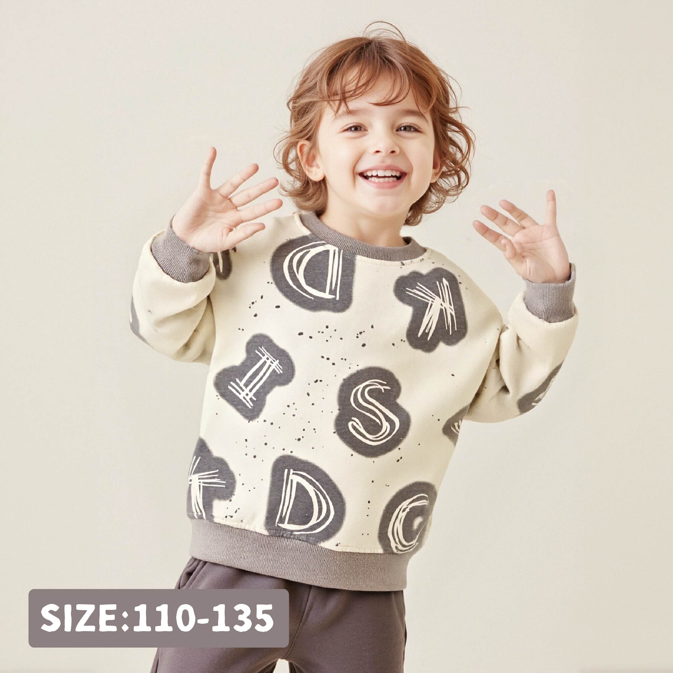 【H55219】帥氣塗鴉字母設計圓領上衣