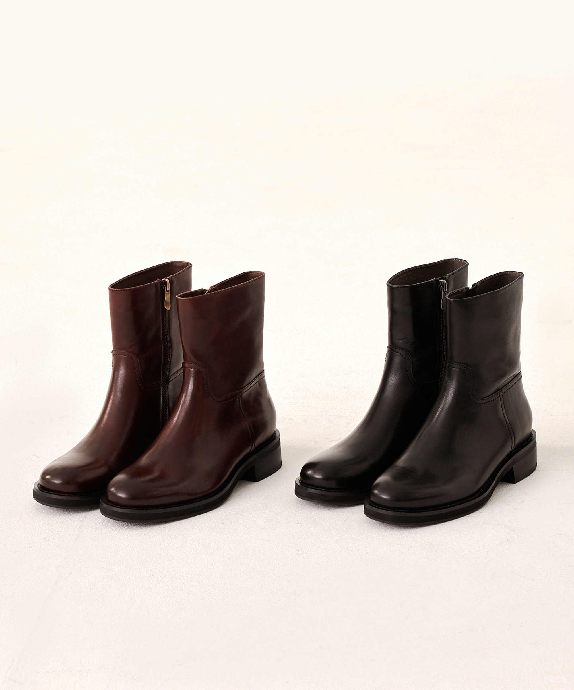 Freda 打蠟真皮短靴 (兩色)