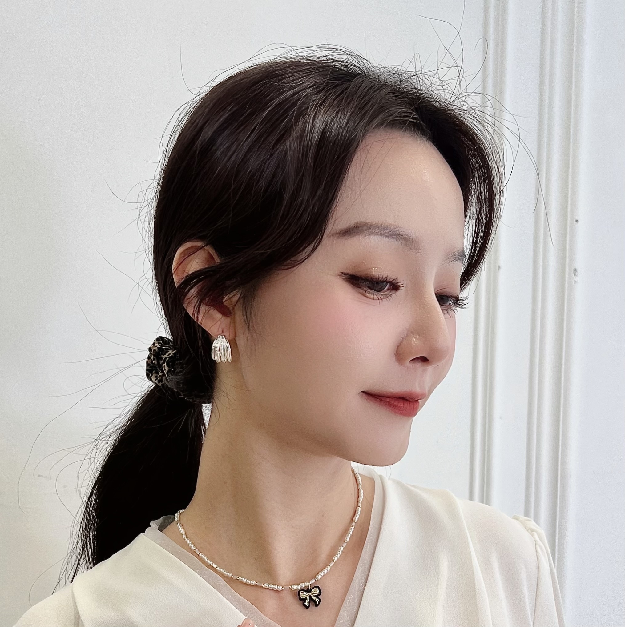 寬圓環紋理耳環