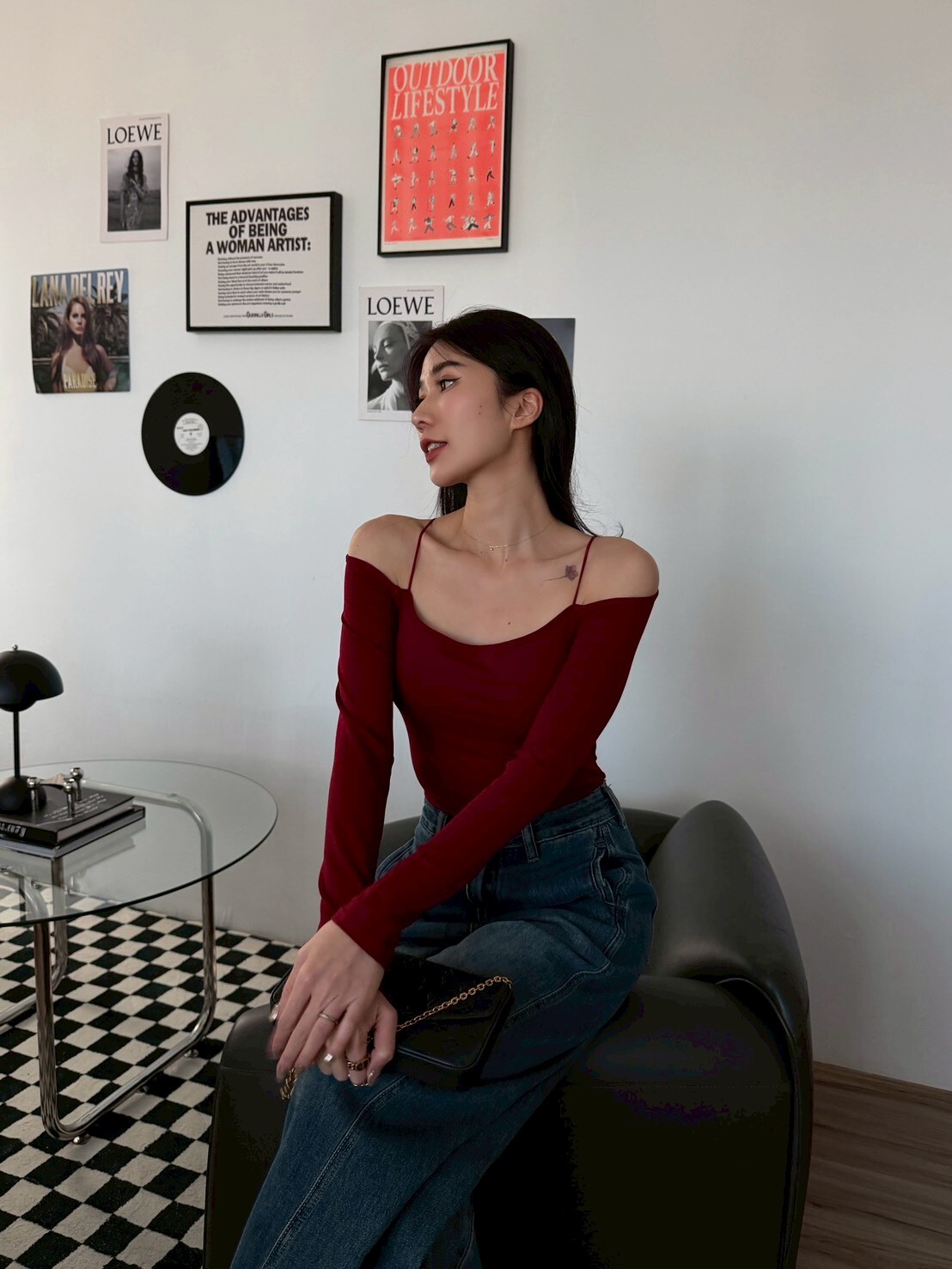 彈棉露肩長袖BRATOP