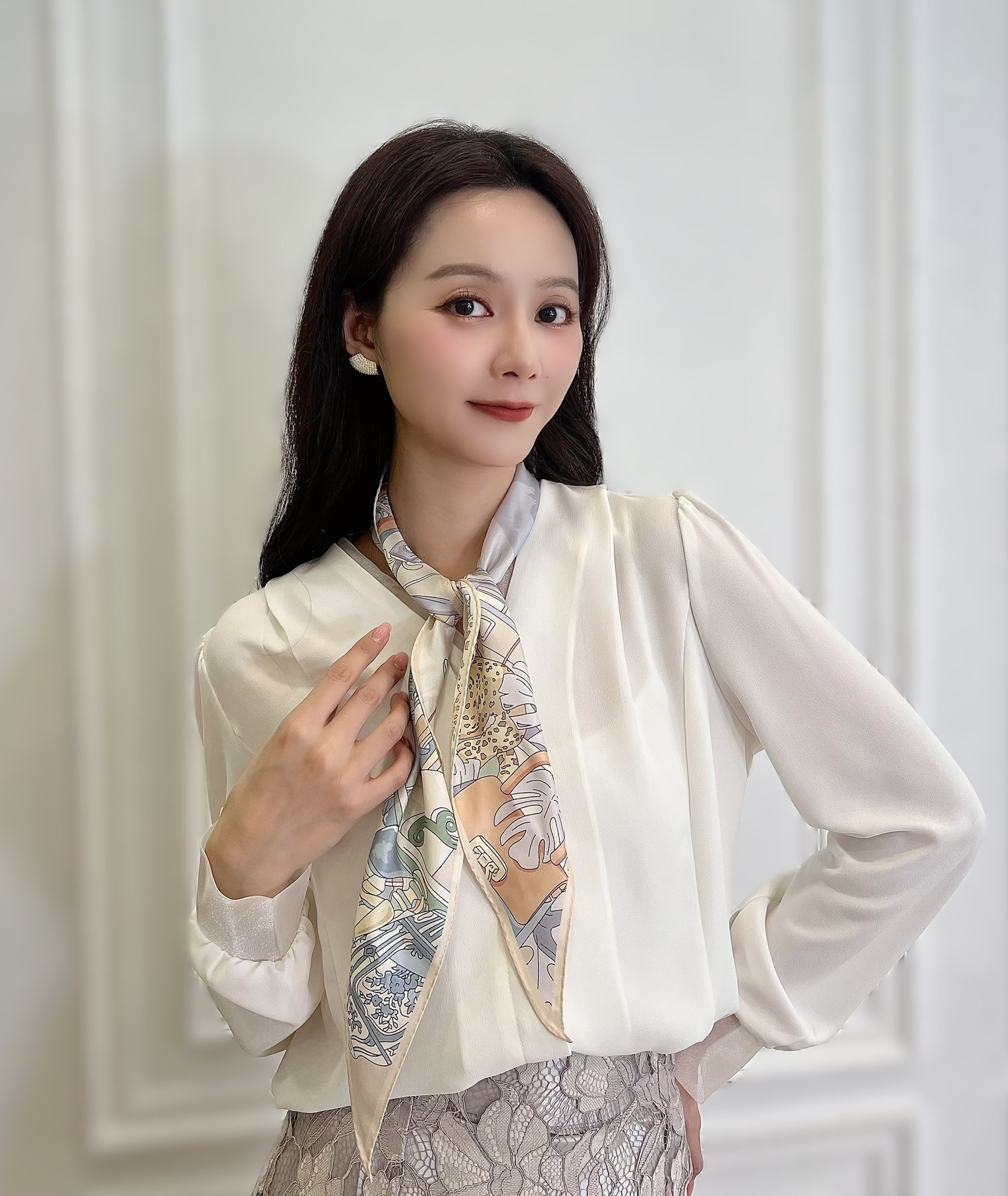 藝術家繪圖真絲絲巾