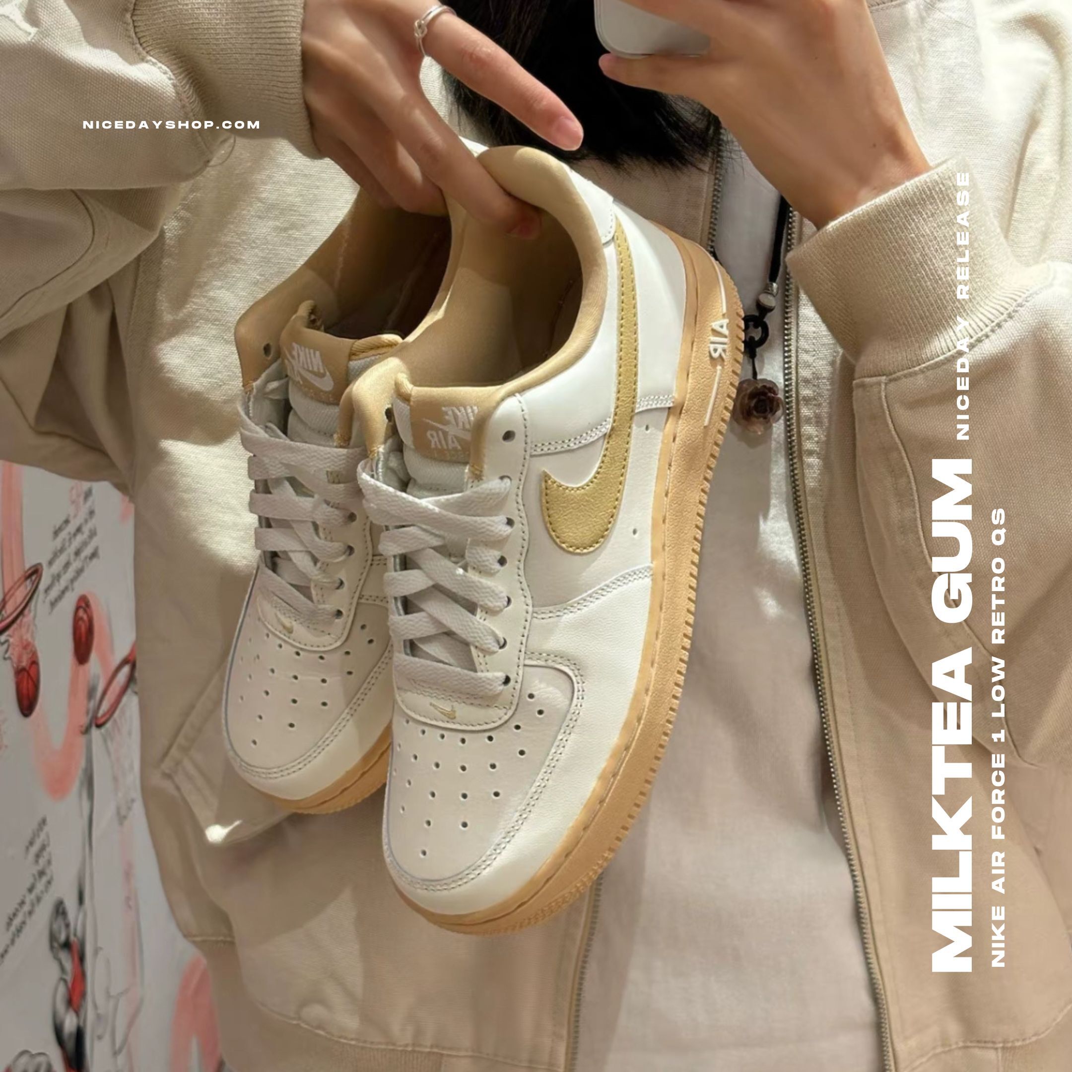 NICEDAY 代購 Nike Air Force 1 Low 奶油 奶茶色 牛奶糖 森永 麥茶拿鐵 女鞋 FZ3597-133