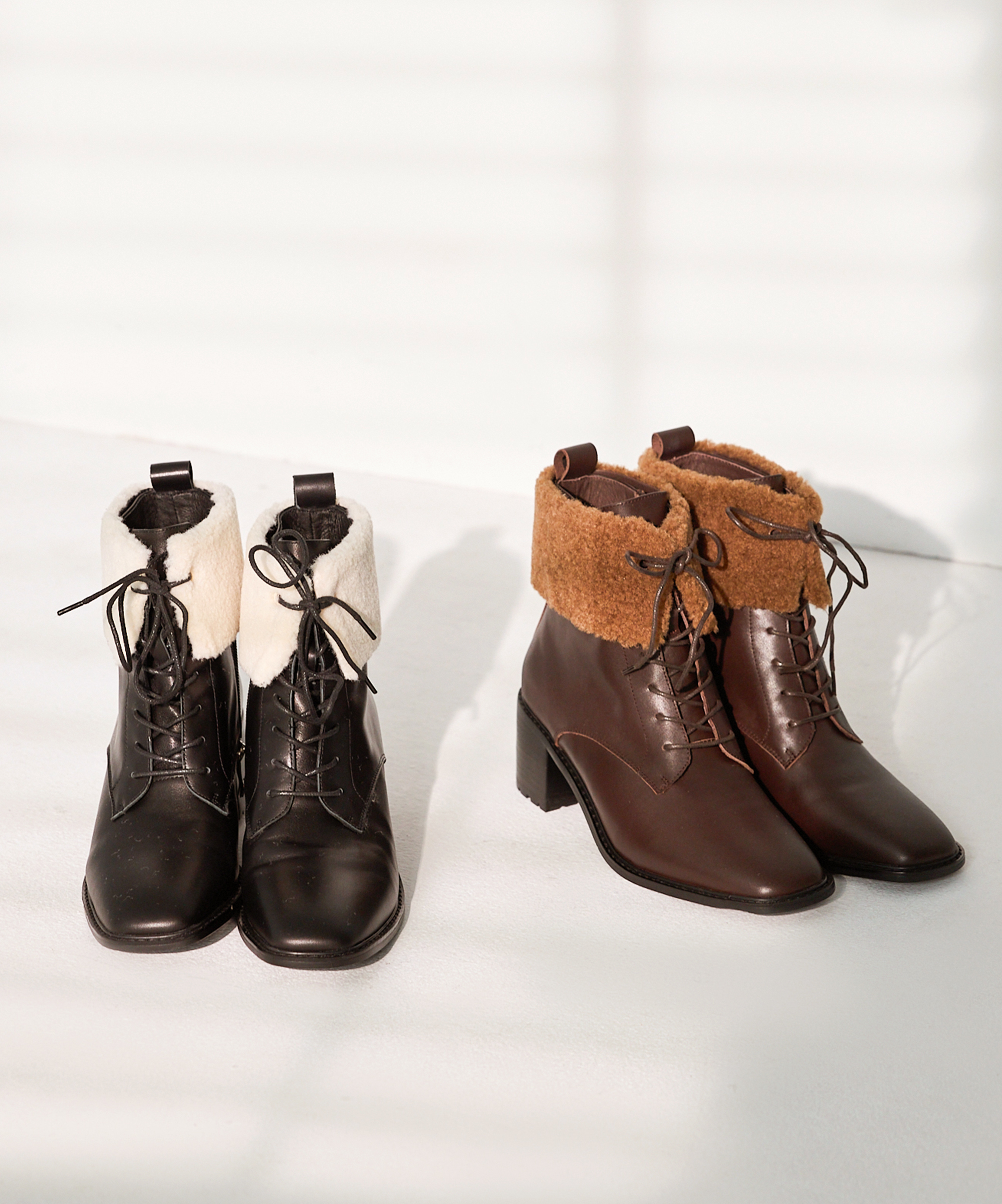 Dawn羔羊毛兩穿方跟靴(兩色)