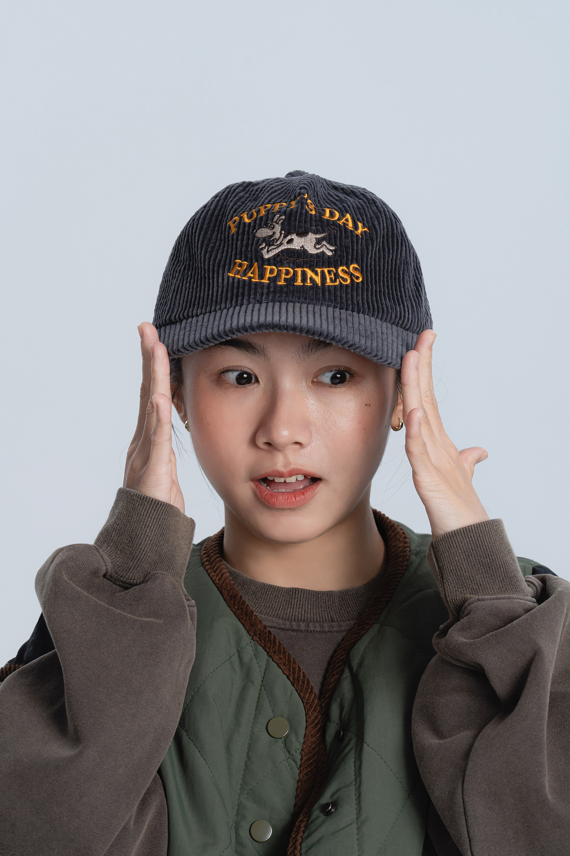 |韓國Korea|快樂小狗燈芯絨帽 2色