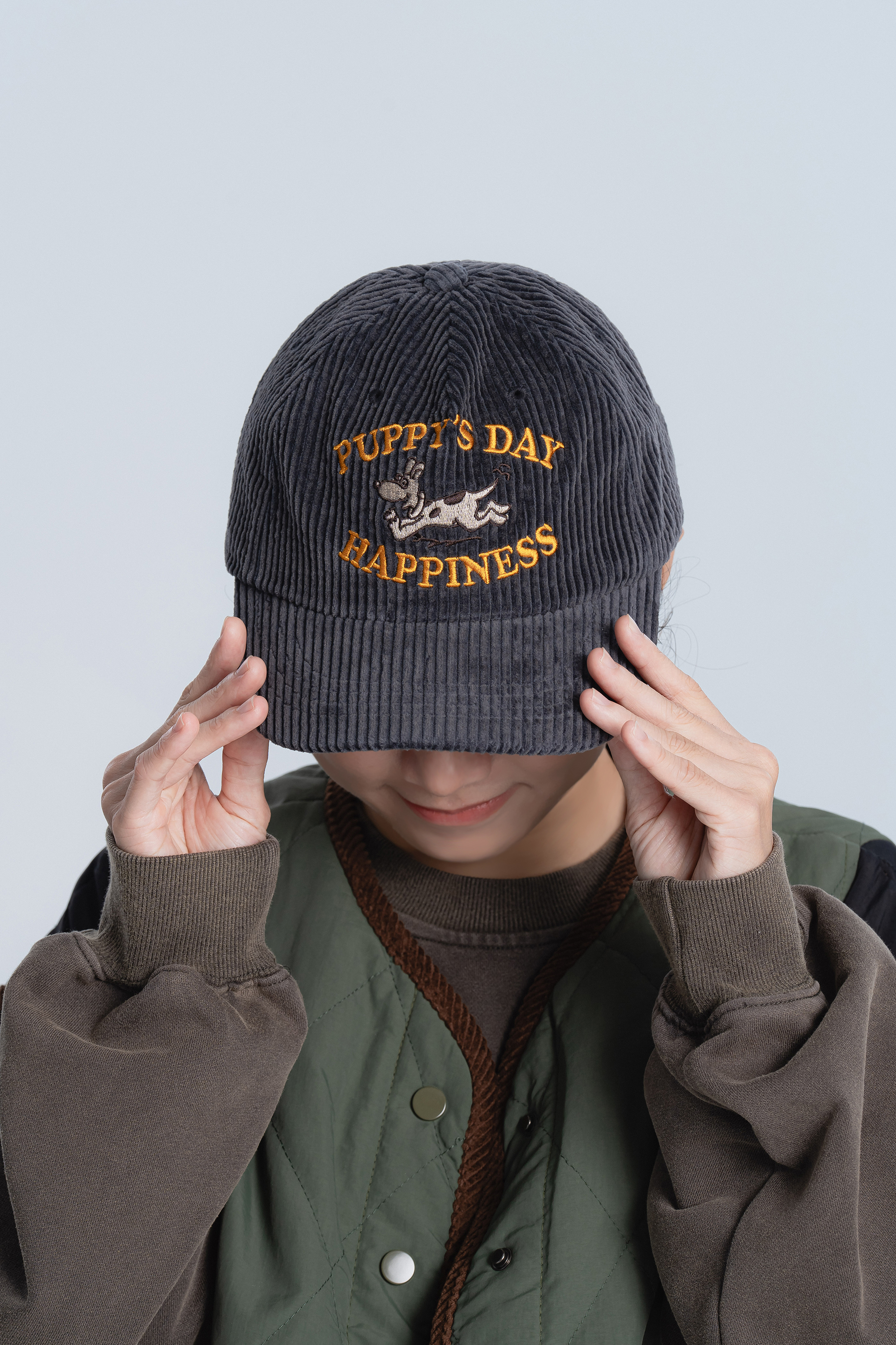 |韓國Korea|快樂小狗燈芯絨帽 2色