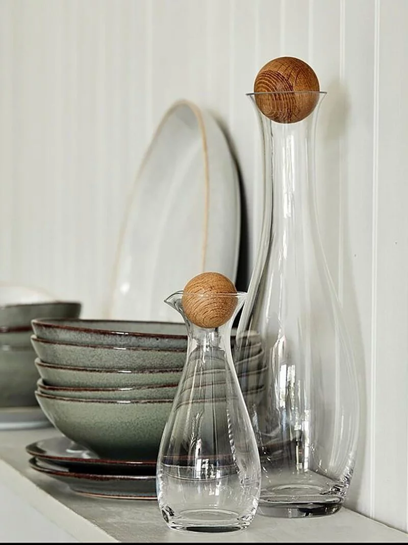 Sagaform-橡木瓶塞玻璃水瓶,口吹玻璃瓶身,1公升或450ml可供選擇