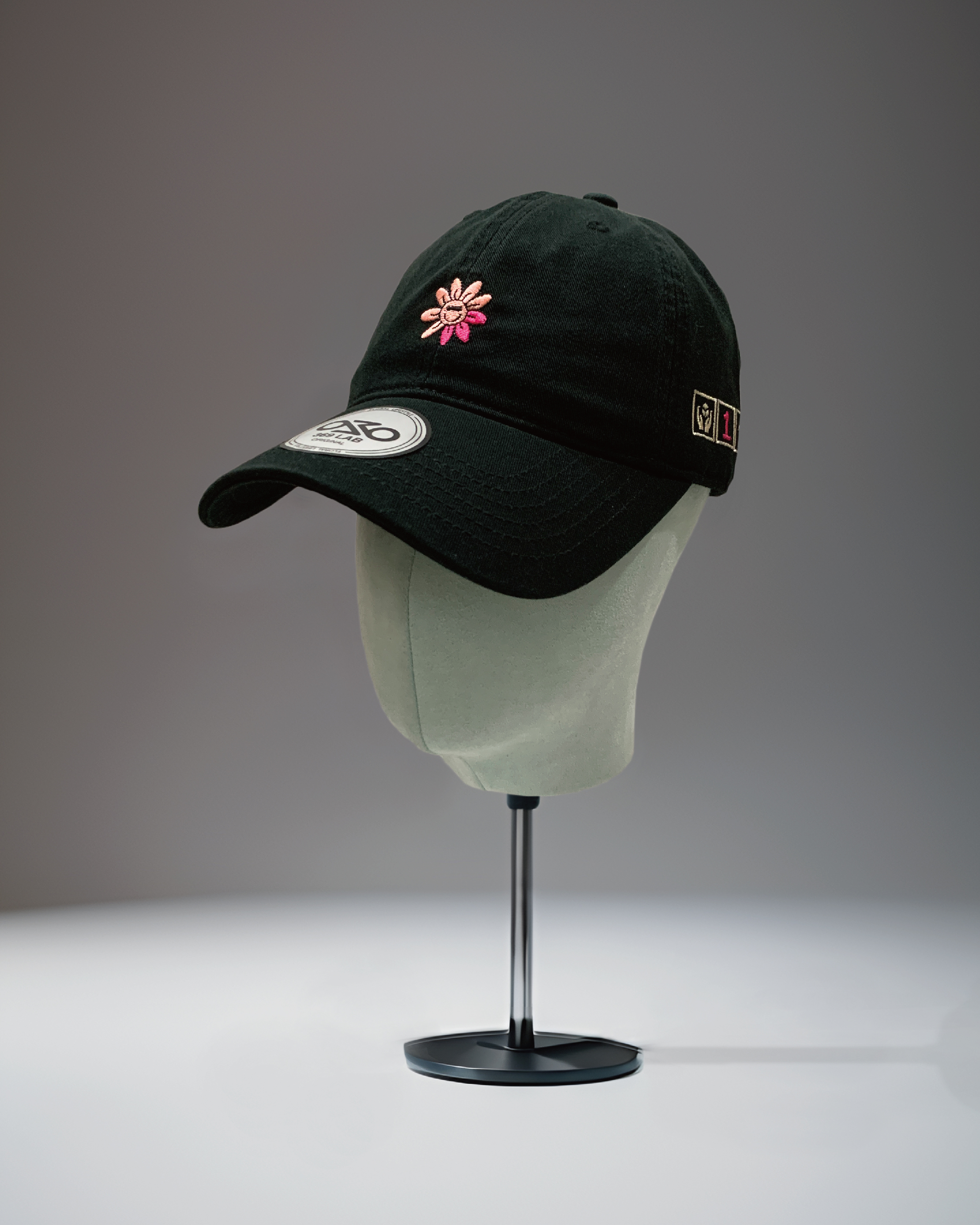 369Lab Pink Baby Flower Cap - Black