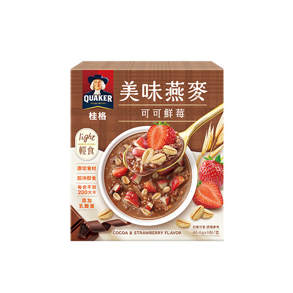 桂格 美味燕麥可可鮮莓盒裝46.5gX5包[滿2件+1元多1件活動商品，請勿直接購買]