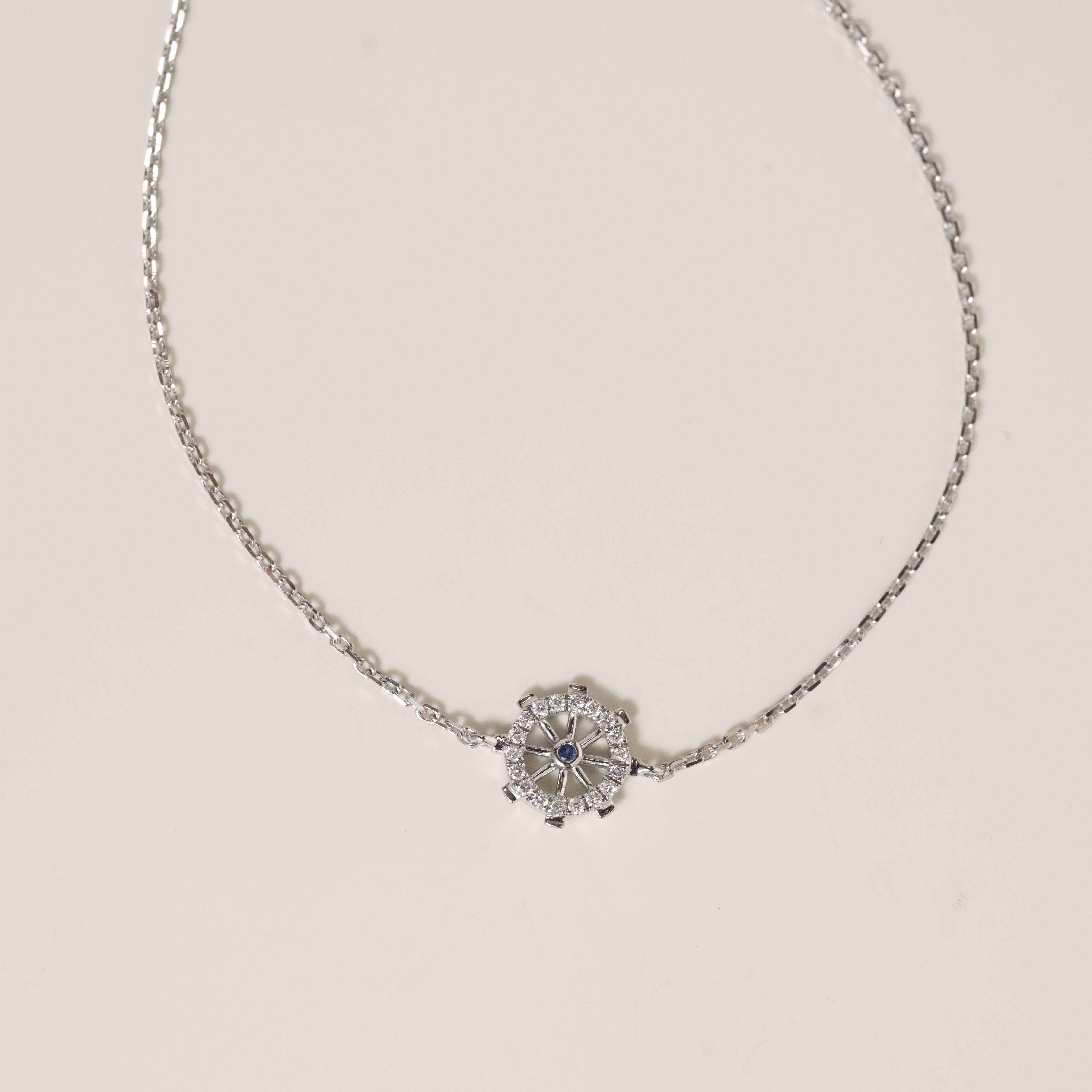 18K Blue Sapphire Rudder Diamond Bracelet