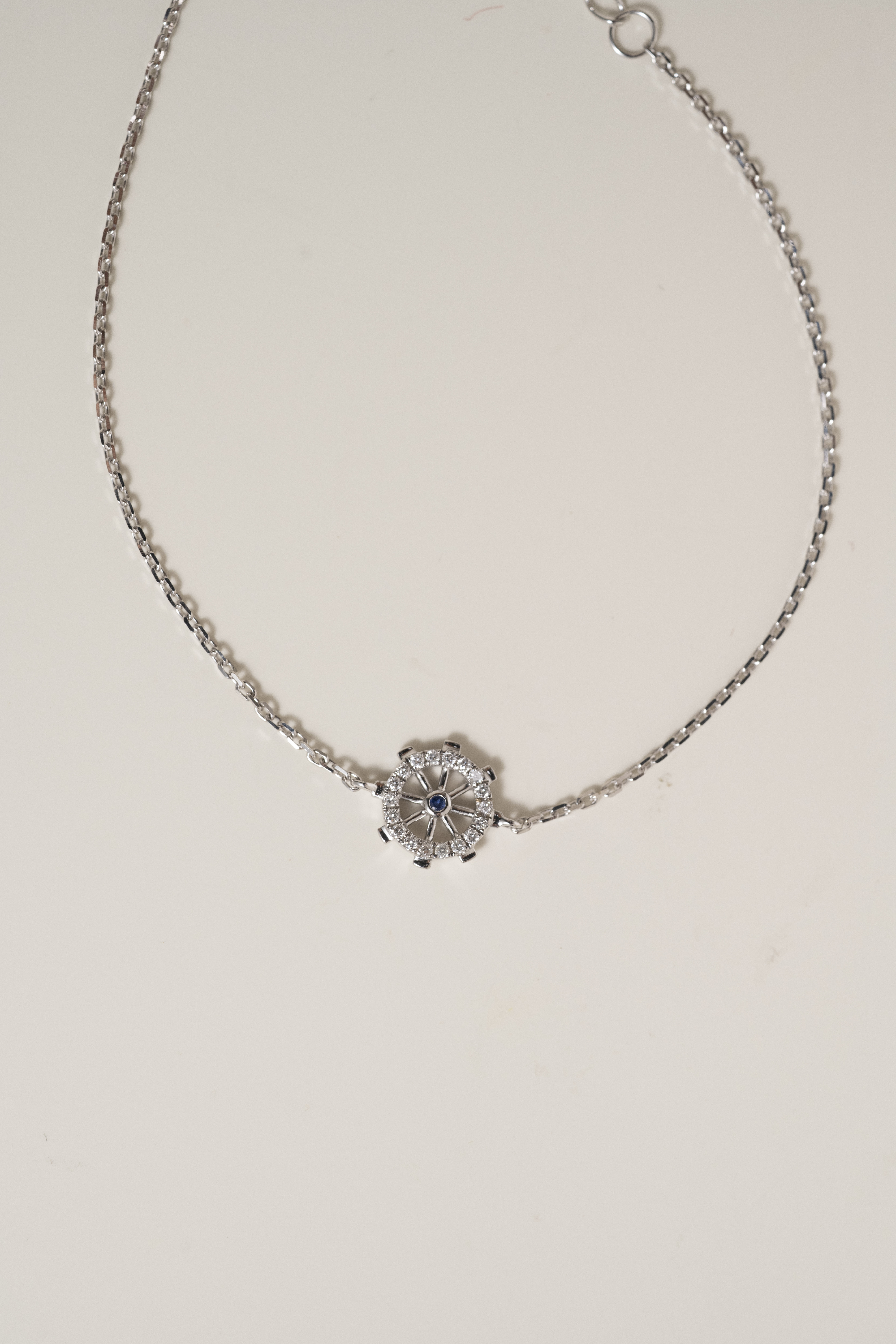 18K Blue Sapphire Rudder Diamond Bracelet
