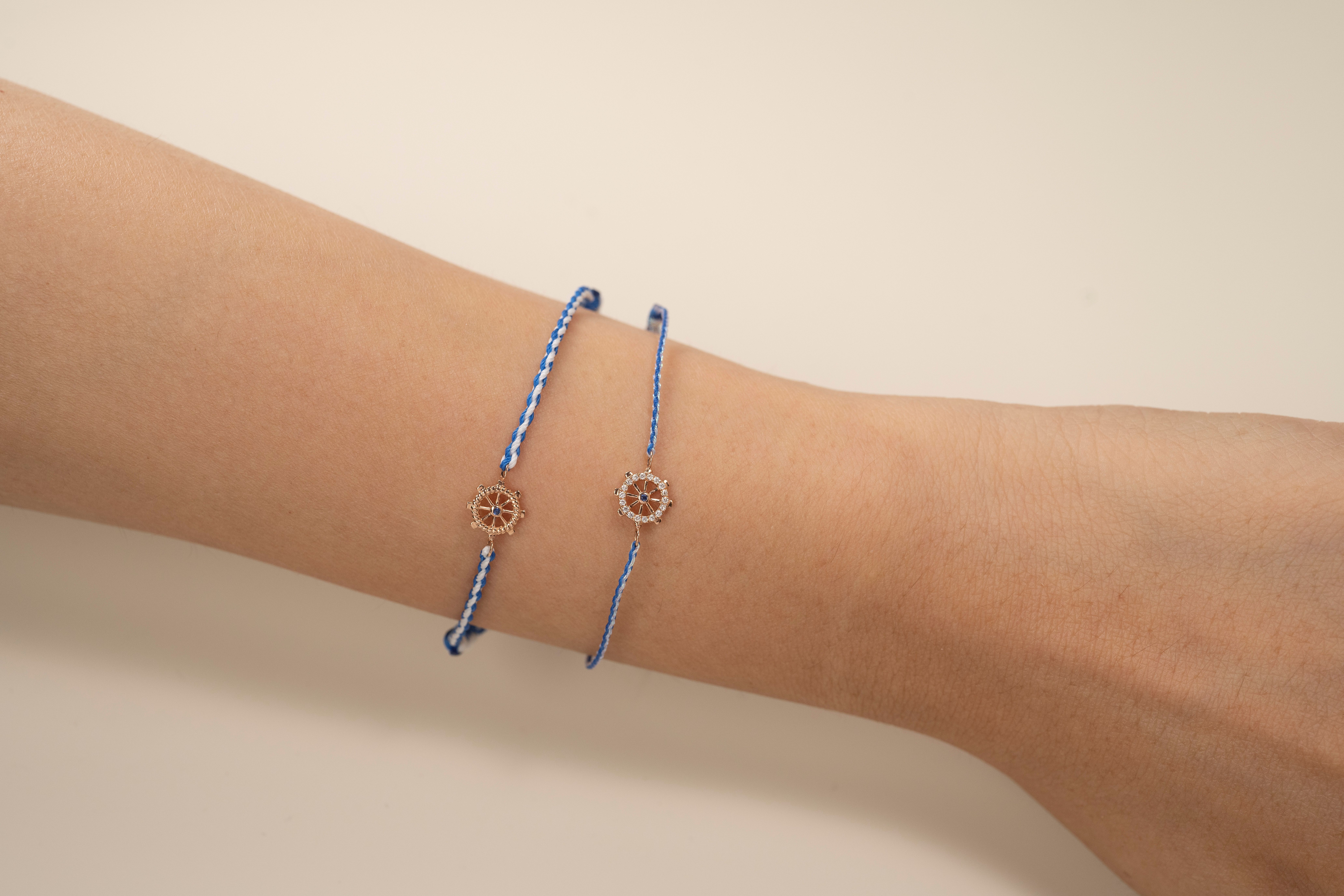 18K Blue Sapphire Rudder Diamond Jewelry String