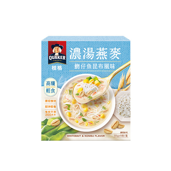 桂格 濃湯燕麥-魩仔魚昆布風味33gx5包[滿2件+1元多1件活動商品，請勿直接購買]