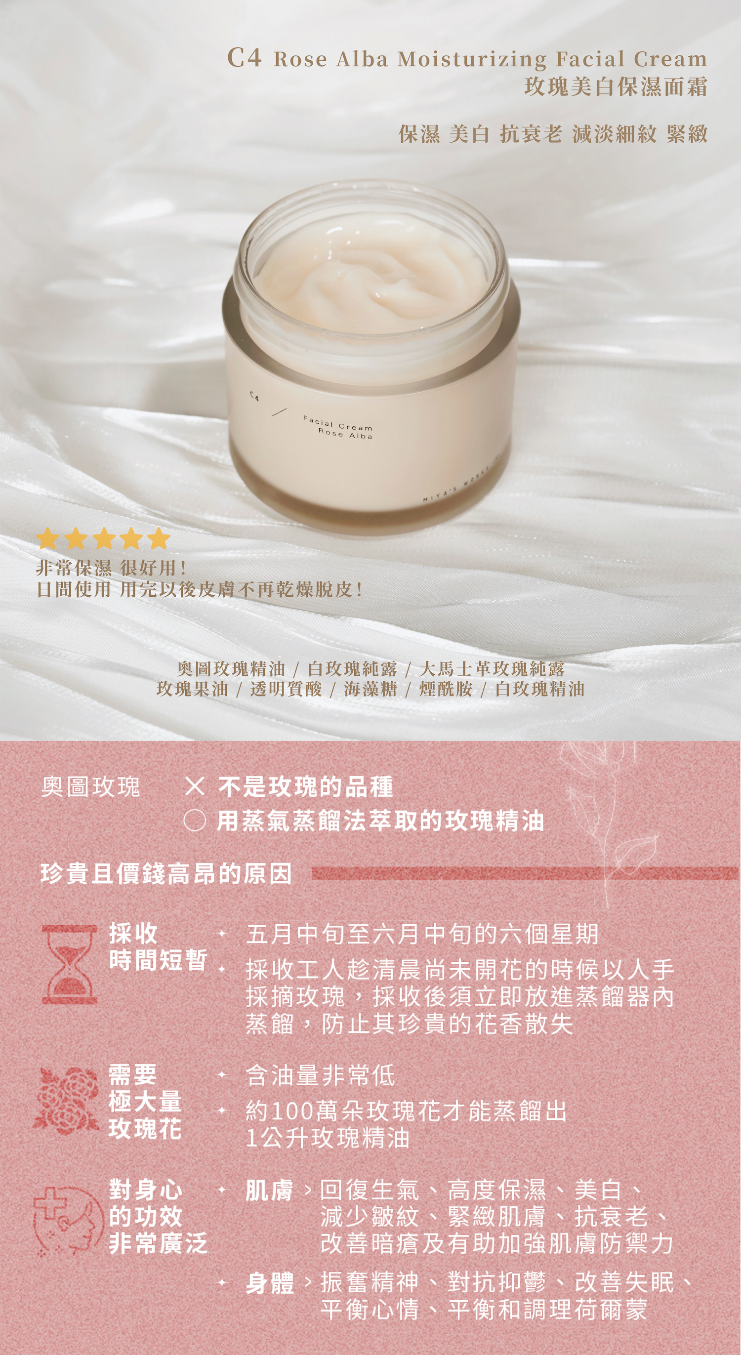 Miya's Works - 玫瑰美白保濕面霜
