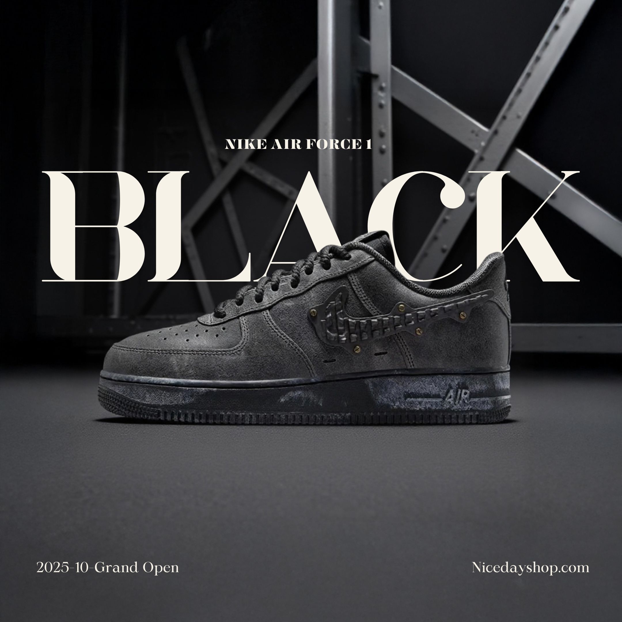 NICEDAY 代購 Nike Air Force 1 Medium Ash 機甲 黑 黑魂 復古 做舊 未來 科技 賽博朋克 IH4965-254