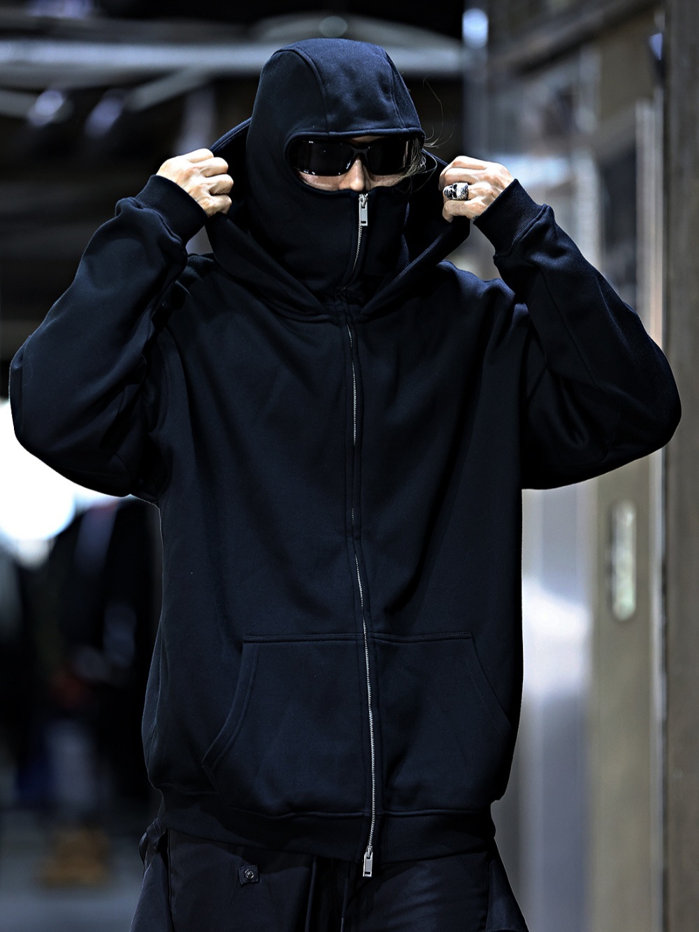 Balaclava 分層羊毛連帽拉鍊外套