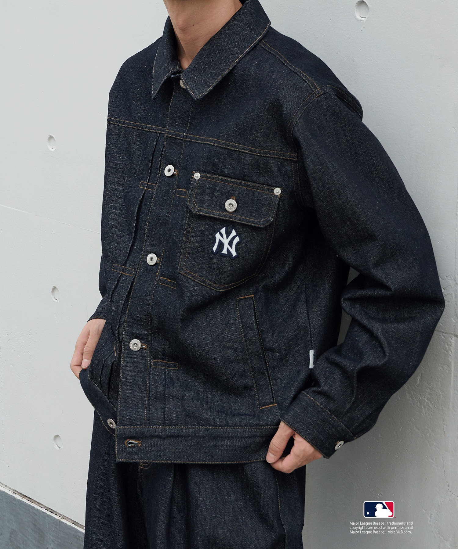 🇯🇵 Perushu X MLB 美國職棒大聯盟 立領 牛仔外套 夾克 排扣 / 預購